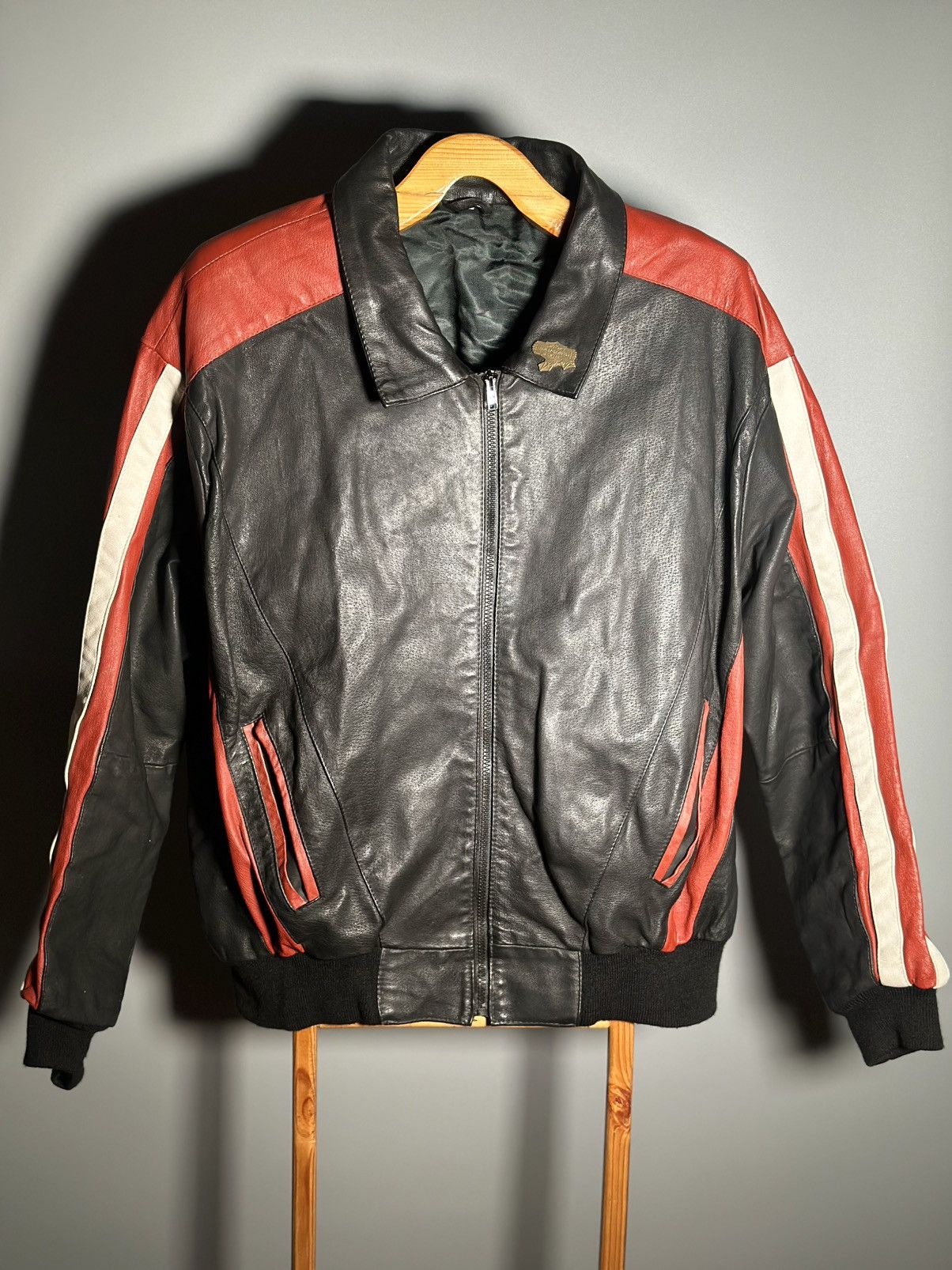 Vintage Vintage leather jacket with an American flag and eagle Size US L / EU 52-54 / 3 - 3 Thumbnail