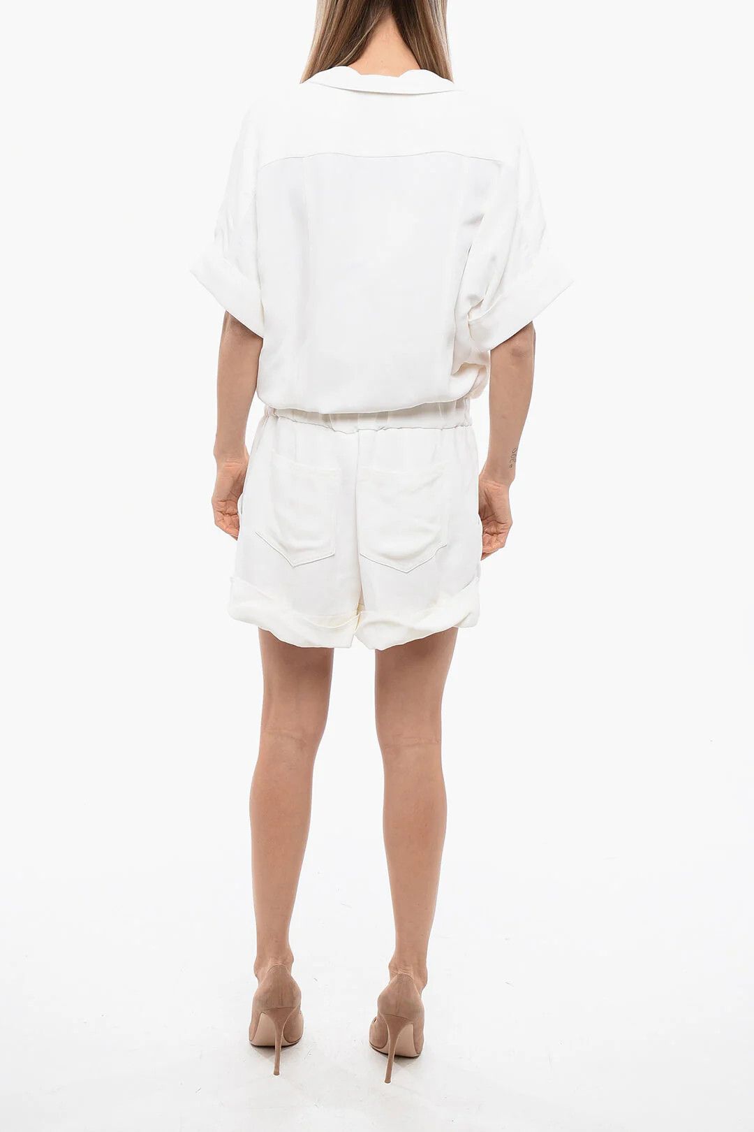 Balmain og1mm0326 Double-Breasted Crepe-de-Chine in White Size 28" / US 6 / IT 42 - 2 Thumbnail
