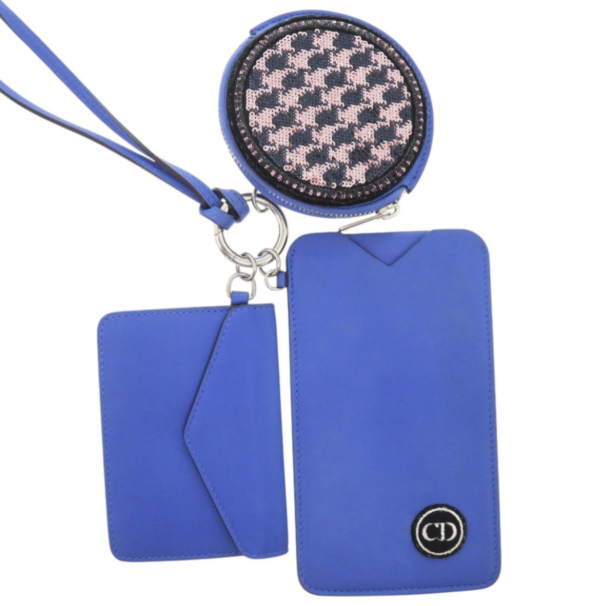 Dior Christian Dior Neck Pouch Leather Blue Card Case 1422 Size ONE SIZE - 1 Thumbnail