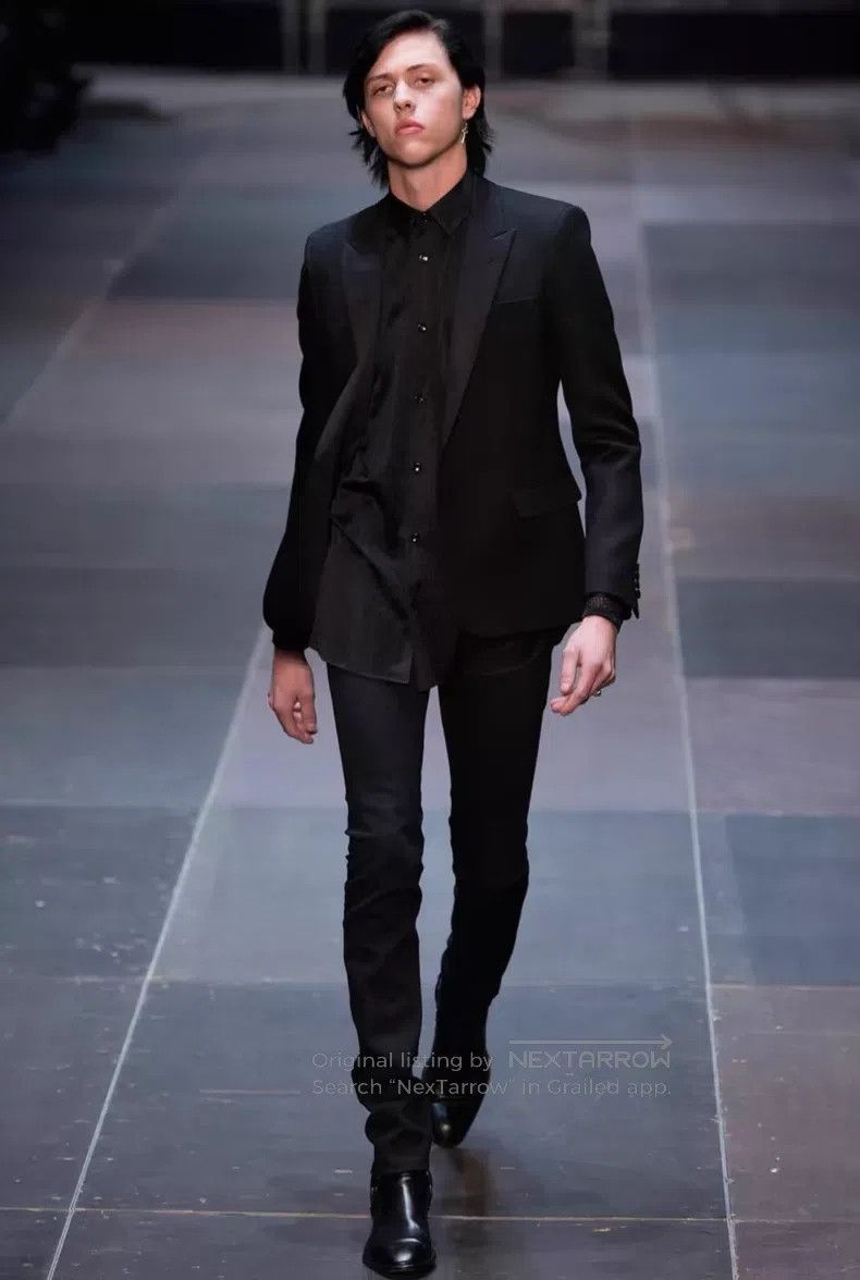 Saint Laurent Paris Saint Laurent Paris Black Satin Peak Lapel Smoking Suit Ja Size US XS / EU 42 / 0 - 9 Thumbnail