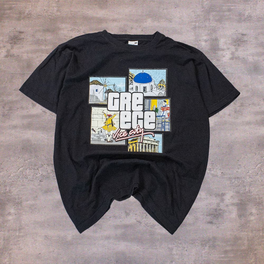 Vintage Y2K 2000's Greece Vice City GTA Parody Comedy Black T-Shirt Size US M / EU 48-50 / 2 - 1 Thumbnail