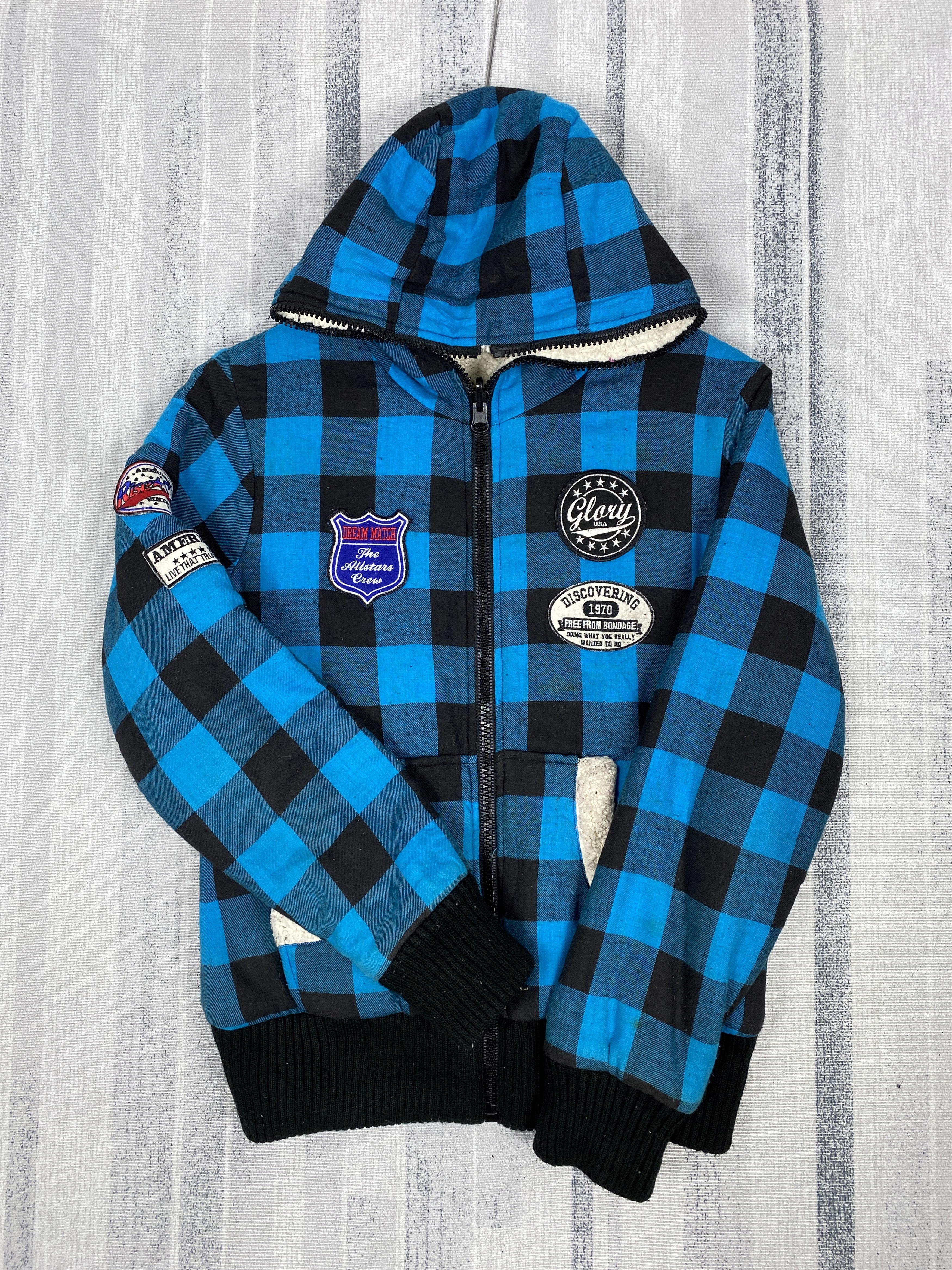 Designer Vintage American Checked Hoodie Reversible Jacket Size US S / EU 44-46 / 1 - 7 Thumbnail