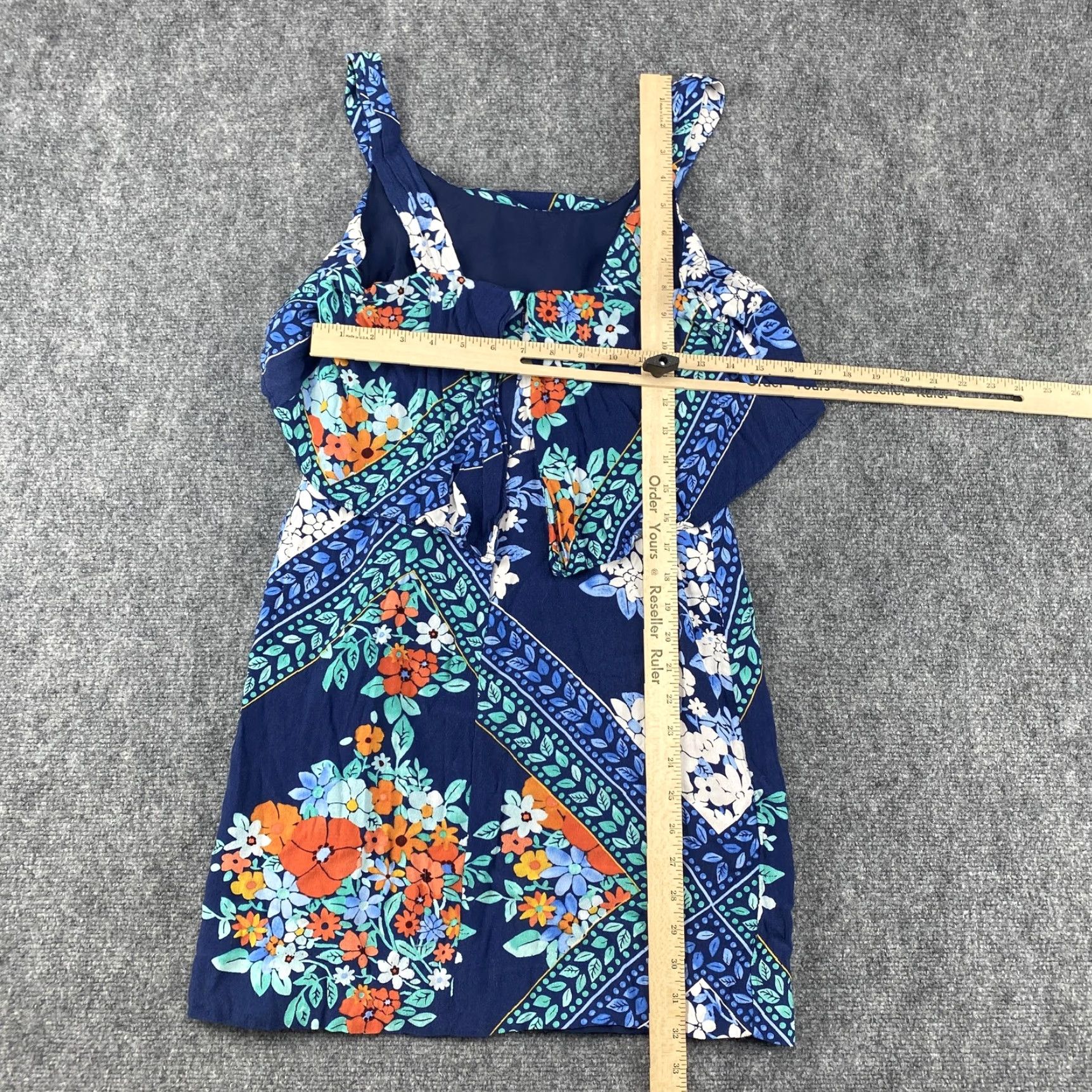 Vintage Maeve Anthropologie Dress Womens 2 Blue Floral Ruffle Sleeveless Lined Summer Dress Size XS / US 0-2 / IT 36-38 - 5 Thumbnail