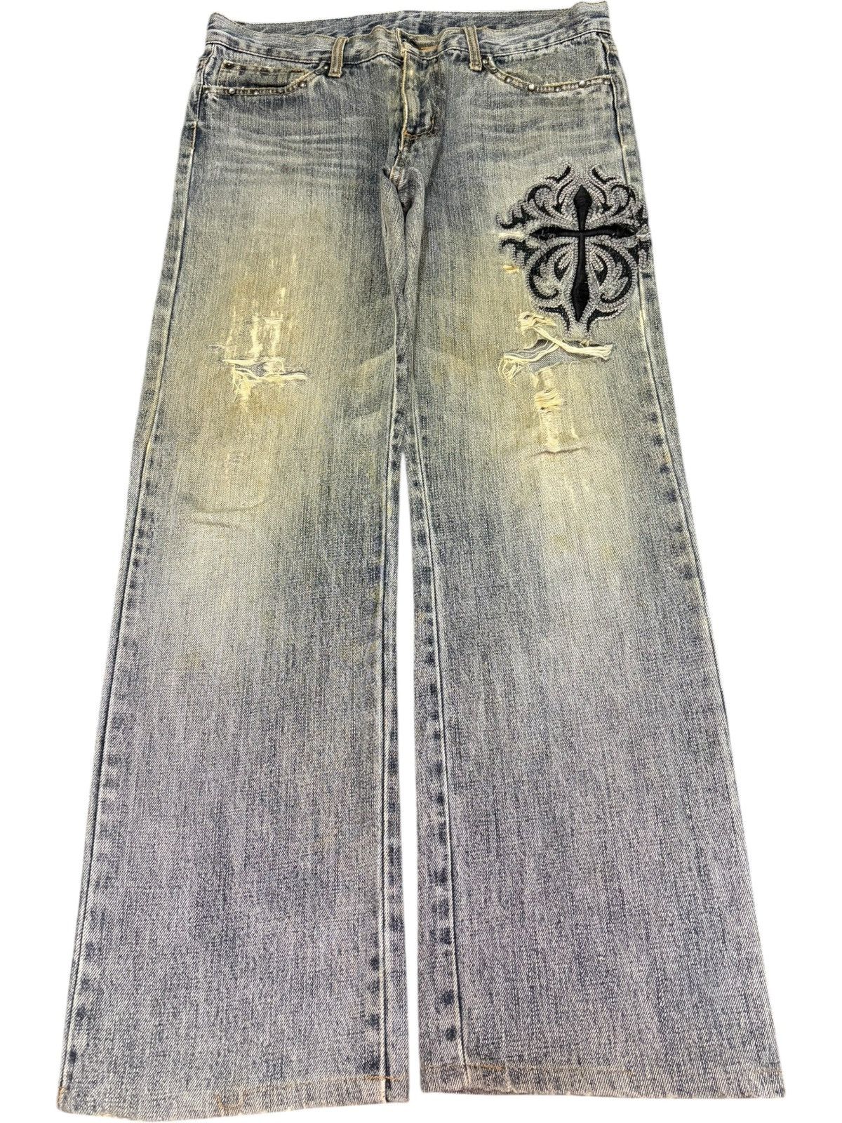 Ksubi Vintage Japanese Brand Embroidered Distressed Jeans Size 32" / US 10 / IT 46 - 1 Thumbnail