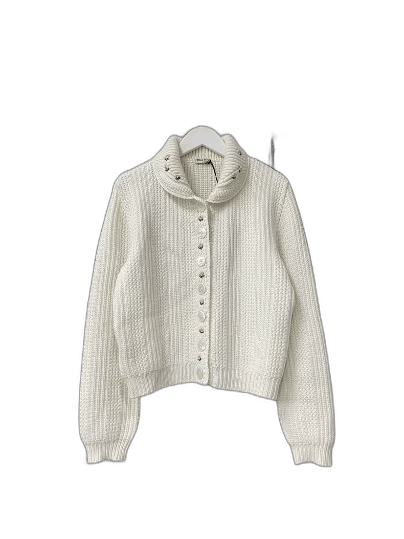 Miu Miu Miu Miu Floral Knit Cardigan with Peter Pan Collar -2505 Size XS / US 0-2 / IT 36-38 - 1 Thumbnail