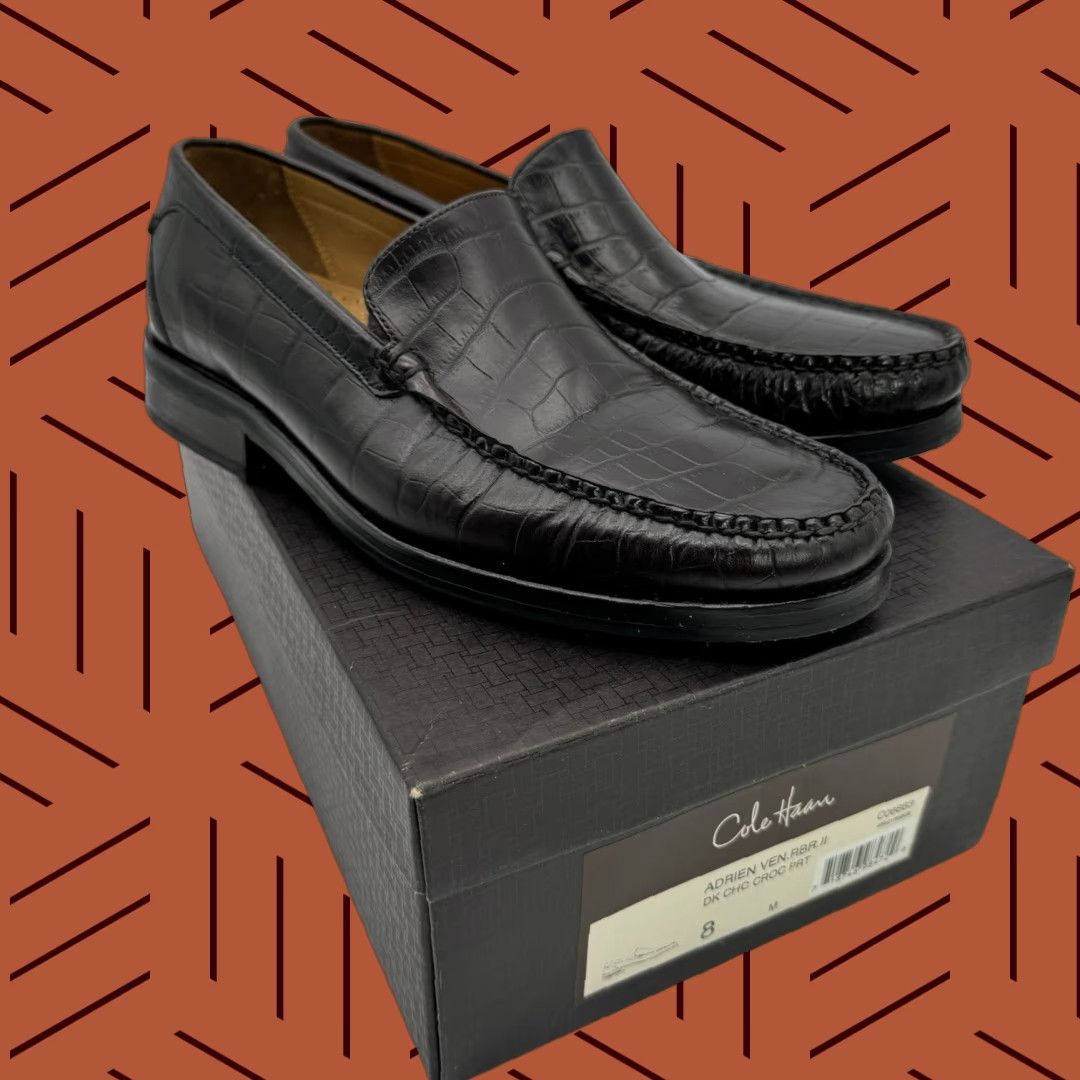 Cole Haan VINTAGE Cole Haan Adrien Men's Crocodile Leather Loafers Dark Brown Size 8 Slip-On Dress Shoes Size US 8 / EU 41 - 1 Thumbnail