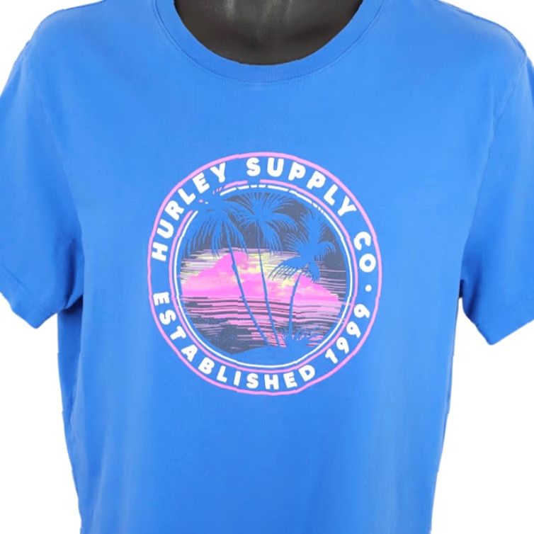 Hurley Hurley Surfer T Shirt Mens Size Large Blue Surfing Palm Trees Tropical Ocean Size US L / EU 52-54 / 3 - 2 Thumbnail