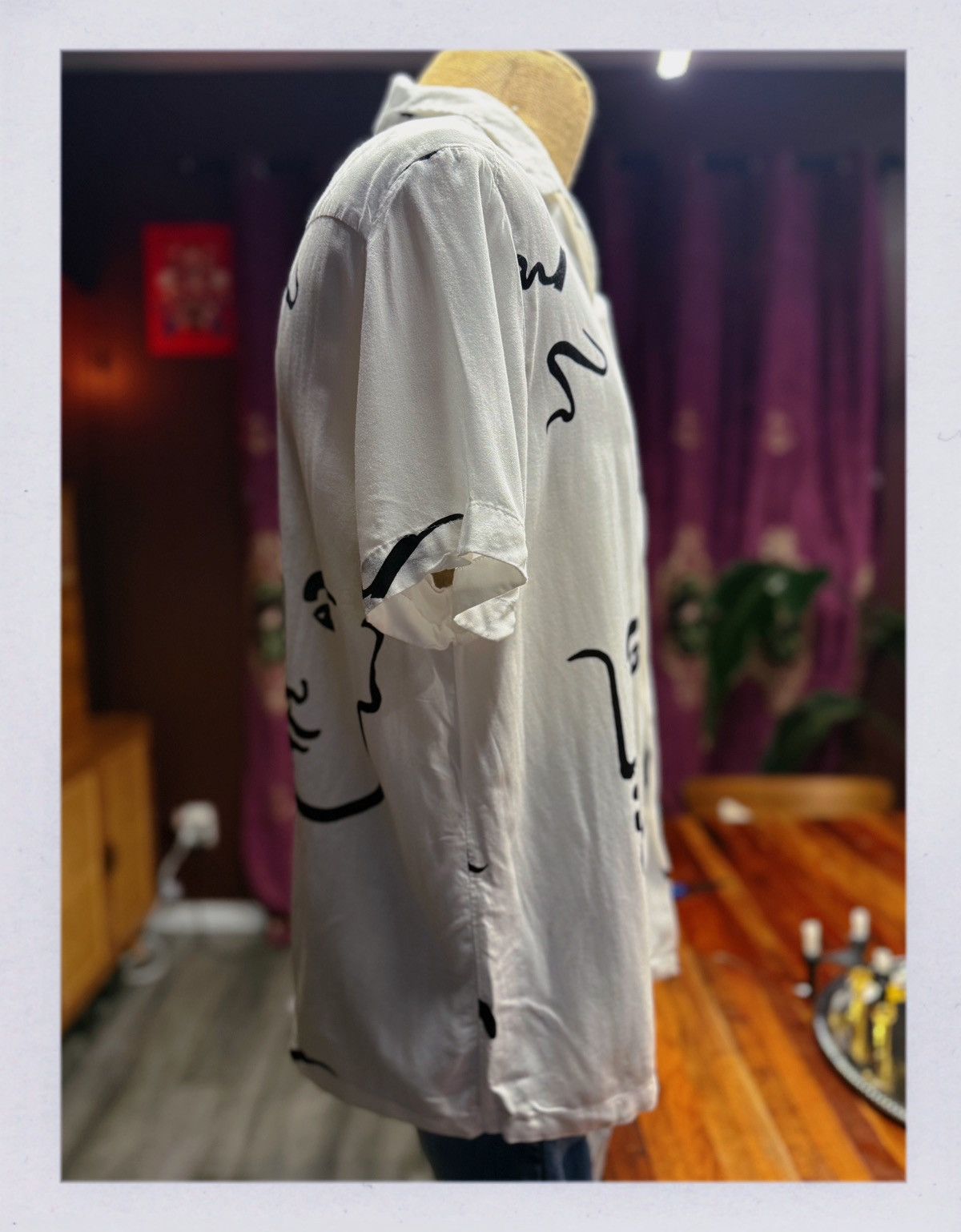 Asos ASOS DESIGN Abstract Face Print Button-Up Shirt Size US M / EU 48-50 / 2 - 3 Thumbnail