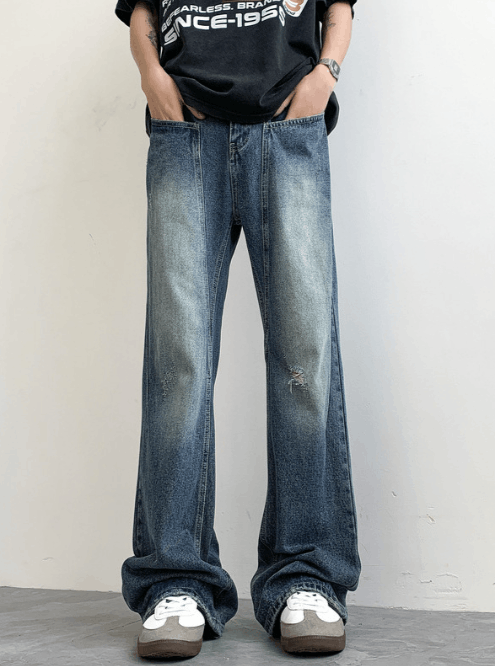 Japanese Brand American retro flared ripped jeans for men Size US 32 / EU 48 - 1 Thumbnail