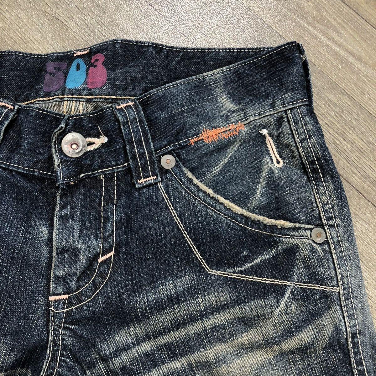 If Six Was Nine 🇯🇵 2000s Edwin 503 Faded Lgb Goa Buckle Back Flared Jeans Size US 28 / EU 44 - 9 Thumbnail