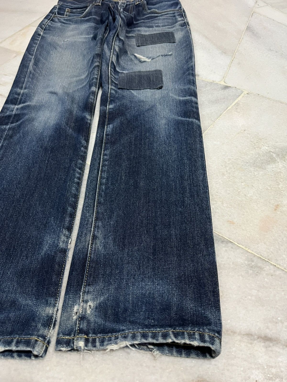 If Six Was Nine × Le Grande Bleu (L.G.B.) 🌈Vintage Back Number Kaihara denim Distressed Jean Size US 29 - 6 Thumbnail