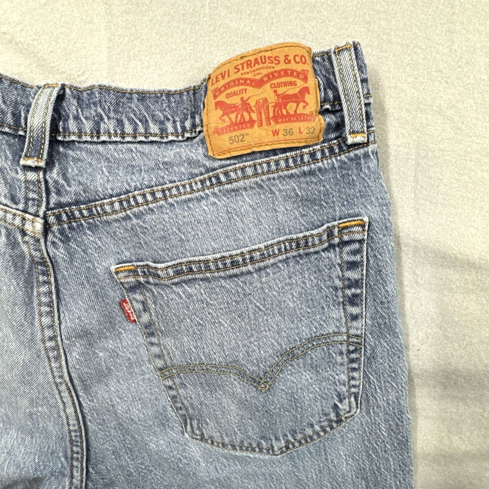 Levi's Levi'S 502 Jeans Men Blue High Rise Straight Fit Medium Wash Size US 36 / EU 52 - 5 Thumbnail