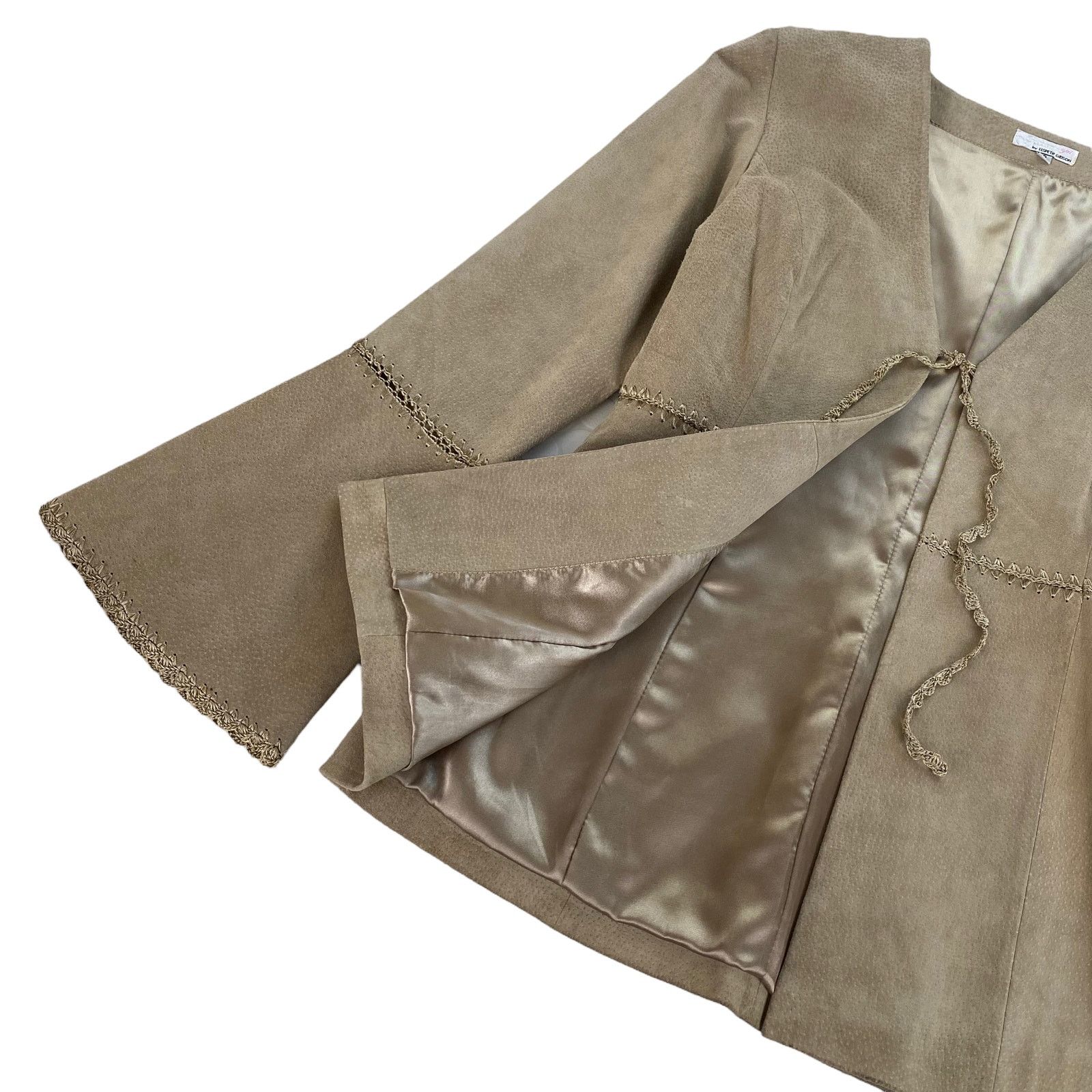Other × Vintage Elspeth Gibson Y2K Vintage Beige Bell Sleeve Leather Jacket Size S / US 4 / IT 40 - 3 Thumbnail