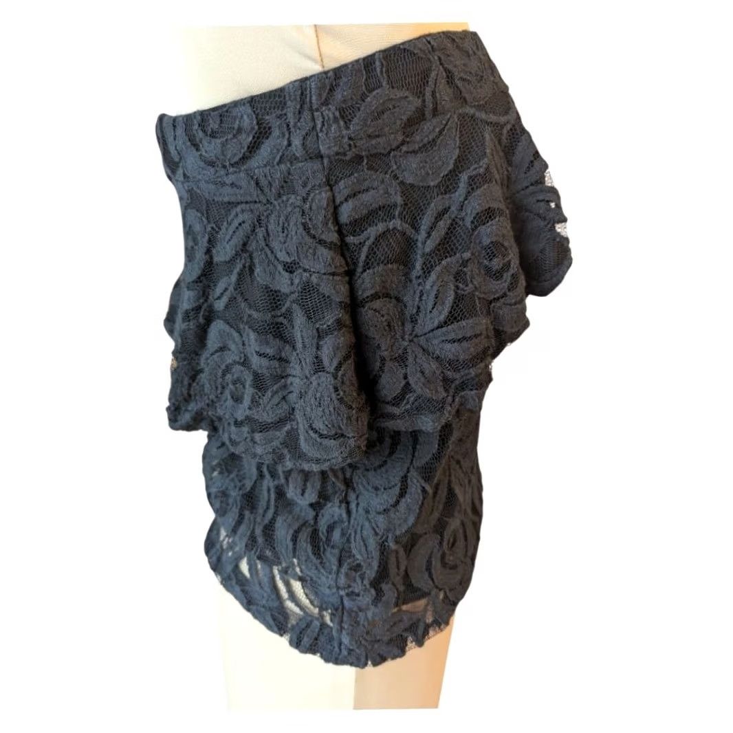 Vintage INC International Concepts Black Lace Strapless Top - Gothic Floral Style Blouse Size S / US 4 / IT 40 - 3 Thumbnail