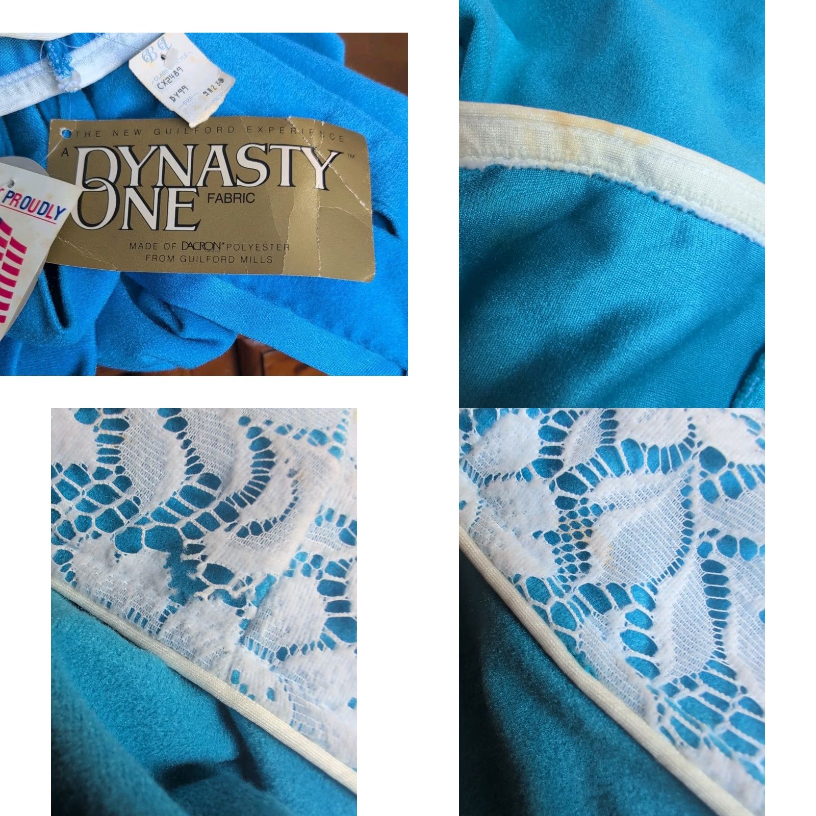 Vintage VINTAGE Guilford Mills Women's Loungewear Robe M Blue Belt Closure White Trim Long Size ONE SIZE - 9 Thumbnail