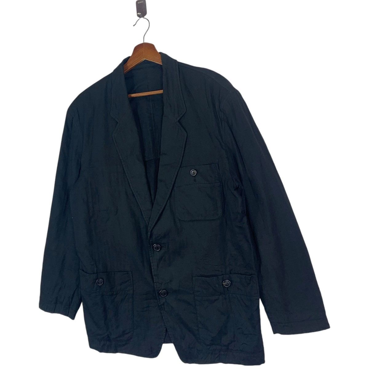 Issey Miyake VINTAGE DESIGNER ISSEY MIYAKE BLACK COAT JACKET Size L / US 10 / IT 46 - 4 Thumbnail