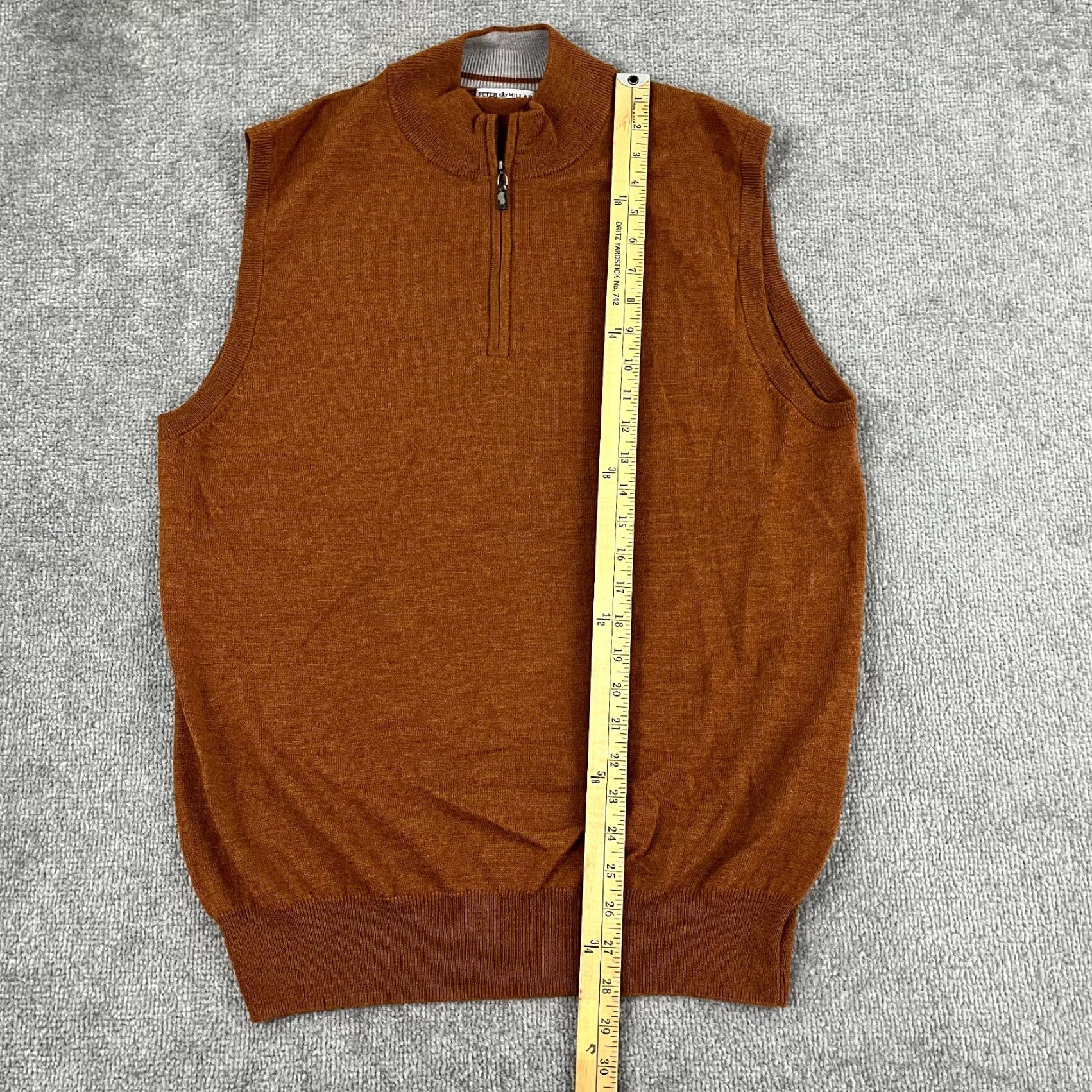 Peter Millar PETER MILLAR Sweater Vest Medium Orange Merino Wool Quarter Zip Pullover Mens Classic Outdoor Size US M / EU 48-50 / 2 - 3 Thumbnail