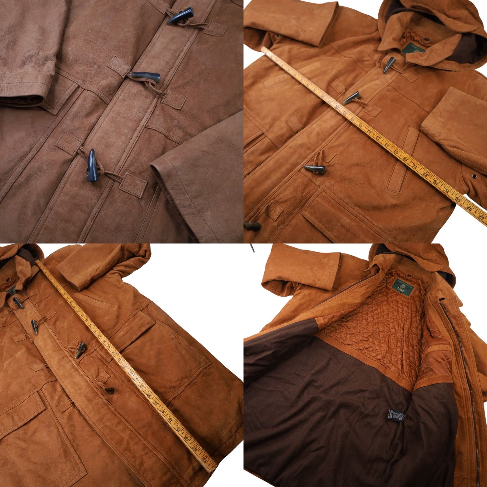 Orvis VINTAGE Orvis Nubuck Leather Toggle Duffle Coat Jacket Brown Large Men Overcoat Leather Size US L / EU 52-54 / 3 - 8 Thumbnail