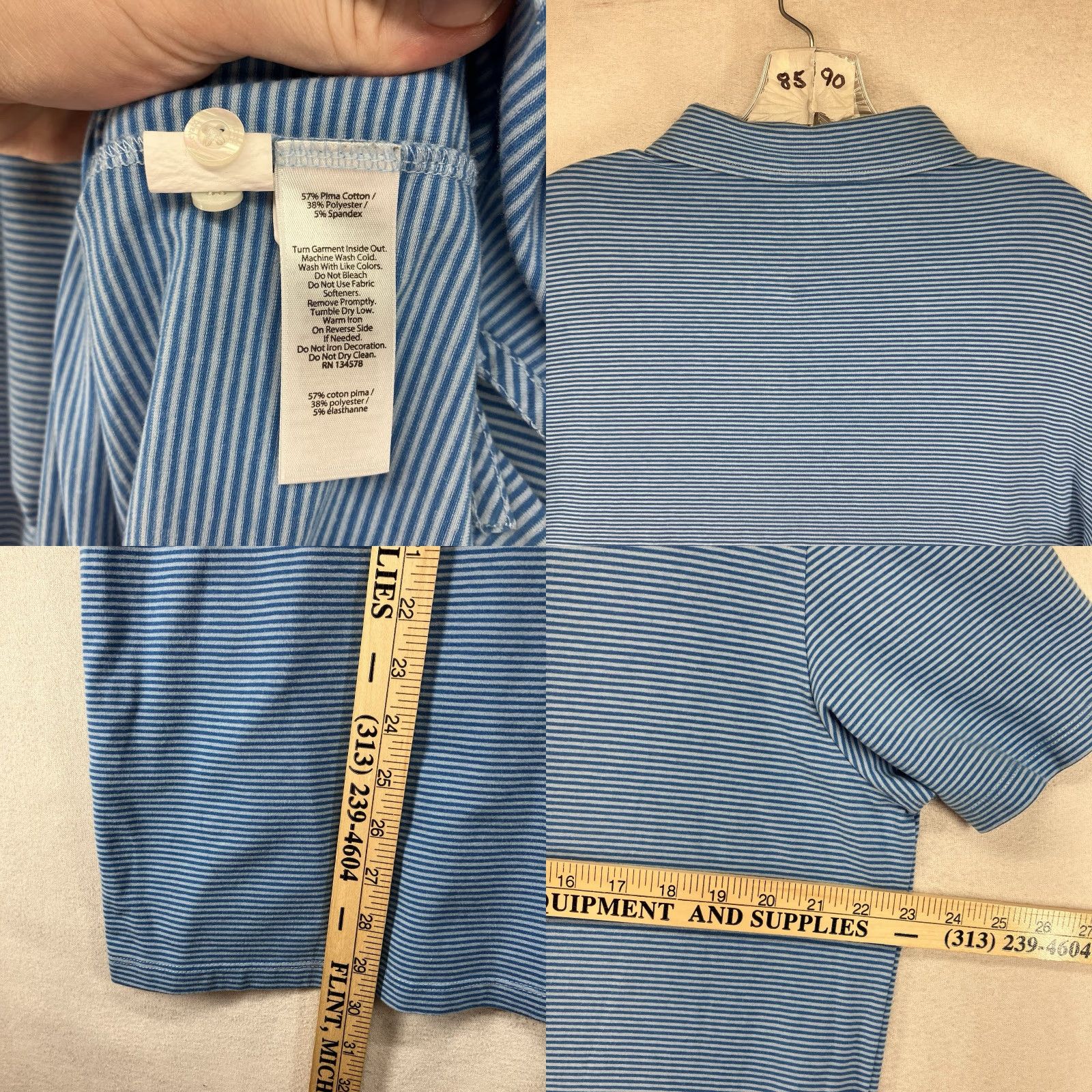 Vineyard Vines Vineyard Vines Polo Shirt Large Striped Edgartown Pocket Blue Regular Fit Short Sleeve Men Mens Shirt Size US L / EU 52-54 / 3 - 8 Thumbnail