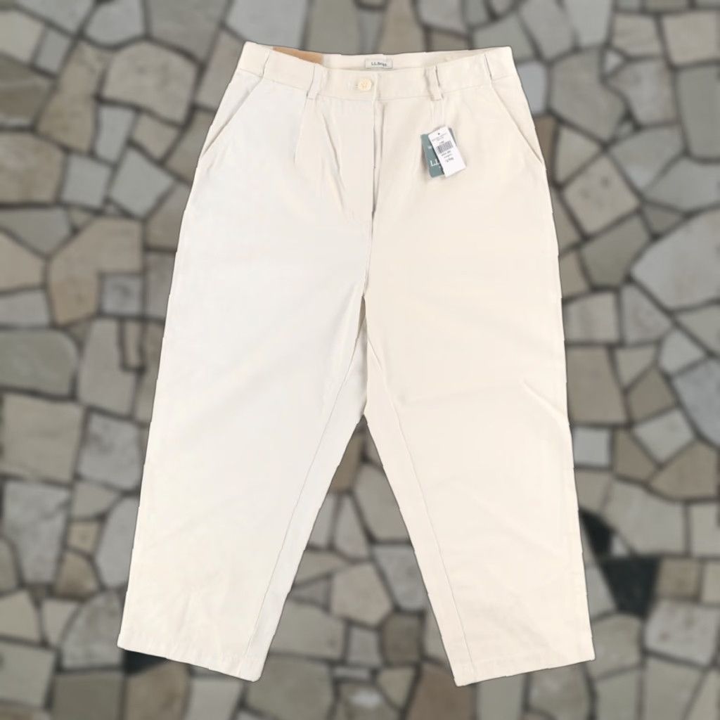 Vintage LL Bean Crop Original Fit Cotton Twill Chino Pants Stone Women's 12 Size 34" / US 12 / IT 48 - 1 Thumbnail