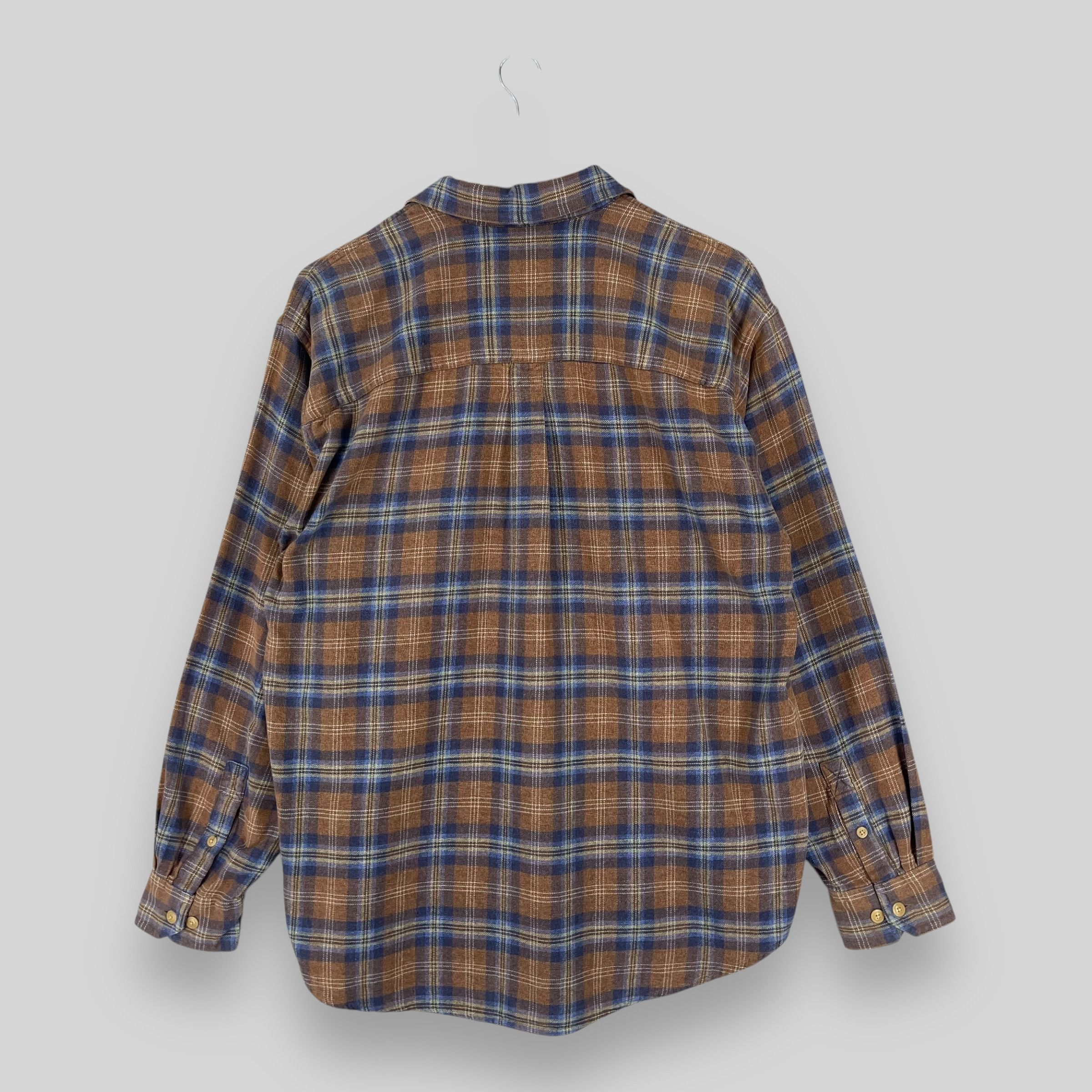 Flannel Vintage Checkered Tartan Brown/Blue Flannel Button Up Size US L / EU 52-54 / 3 - 8 Thumbnail