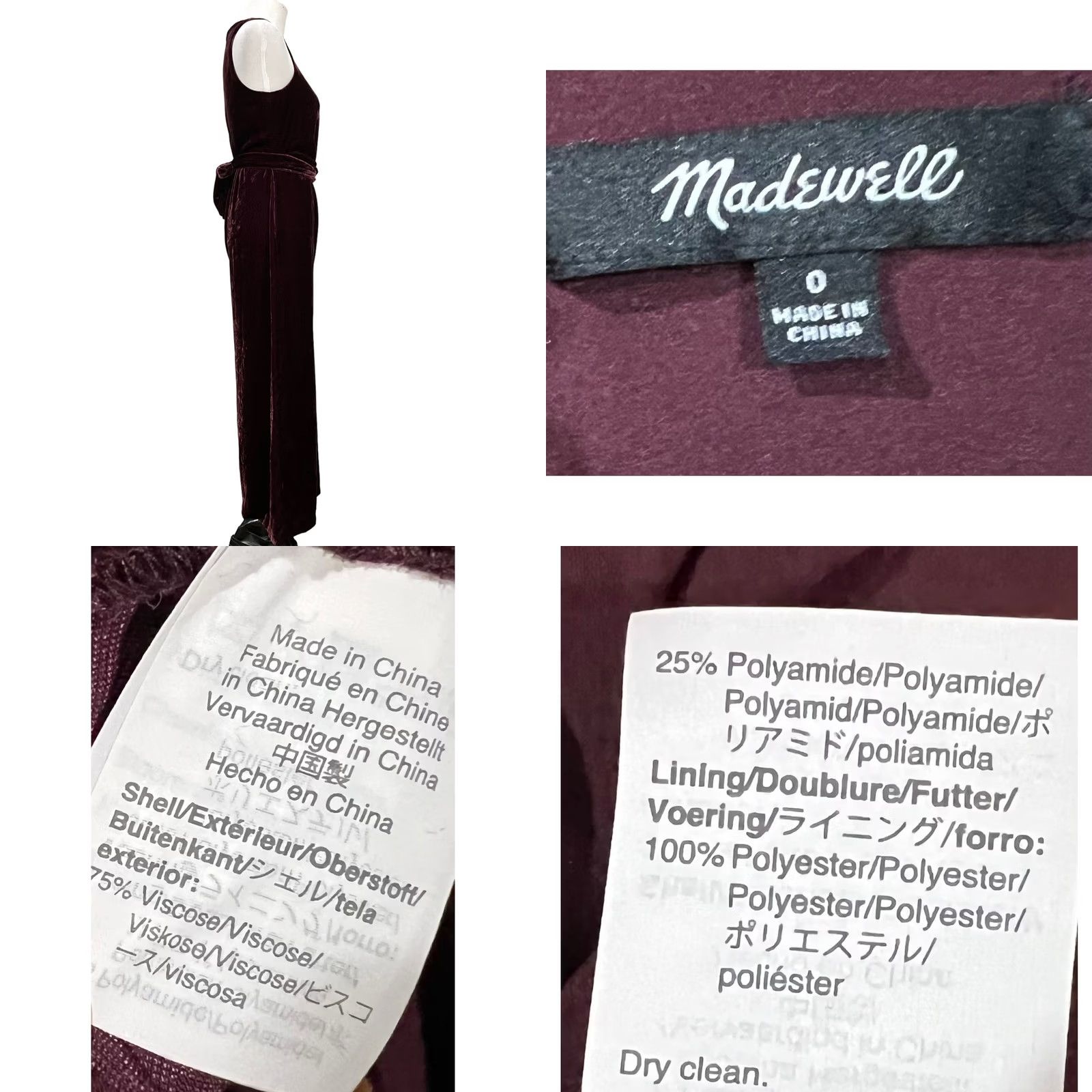 Madewell Madewell Velvet Jumpsuit Burgundy Sleeveless Sz 0 Women One-Piece Pants Twist Front Velvet Size 25" / US 0 / IT 36 - 9 Thumbnail