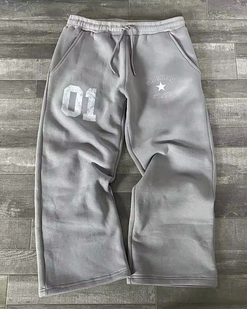 Japanese Brand Street vintage print gray pants Size US 33 - 1 Thumbnail
