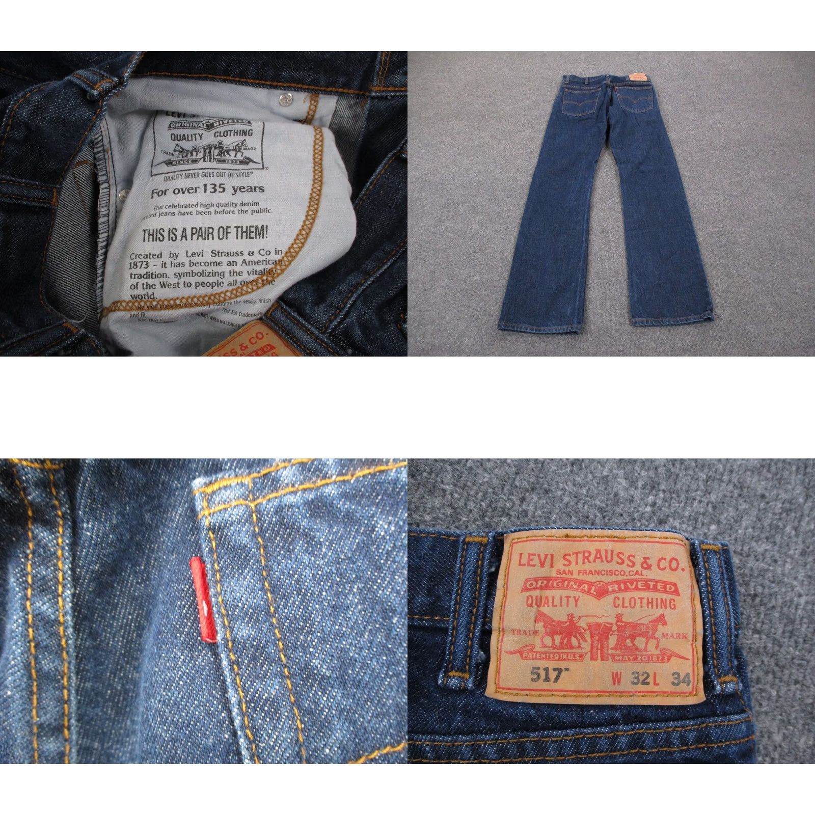 Levi's VINTAGE Levi's Jeans Mens 32 X 34 Blue Denim Bootcut 517 Red Tab Boots Cut Jeans Mens Size US 32 / EU 48 - 9 Thumbnail