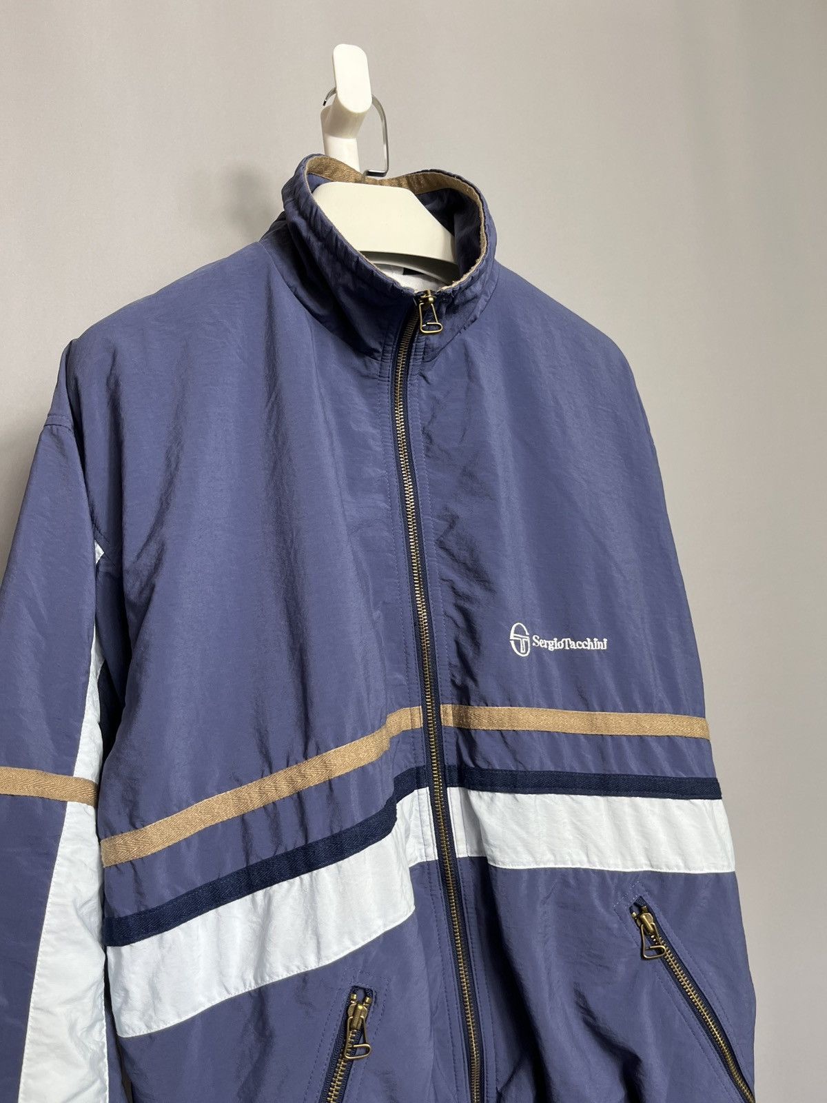 Sergio Tacchini × Vintage Mens y2k Track Jacket Sergio Tacchini Vintage 90s Blue Zip Size US S / EU 44-46 / 1 - 6 Thumbnail