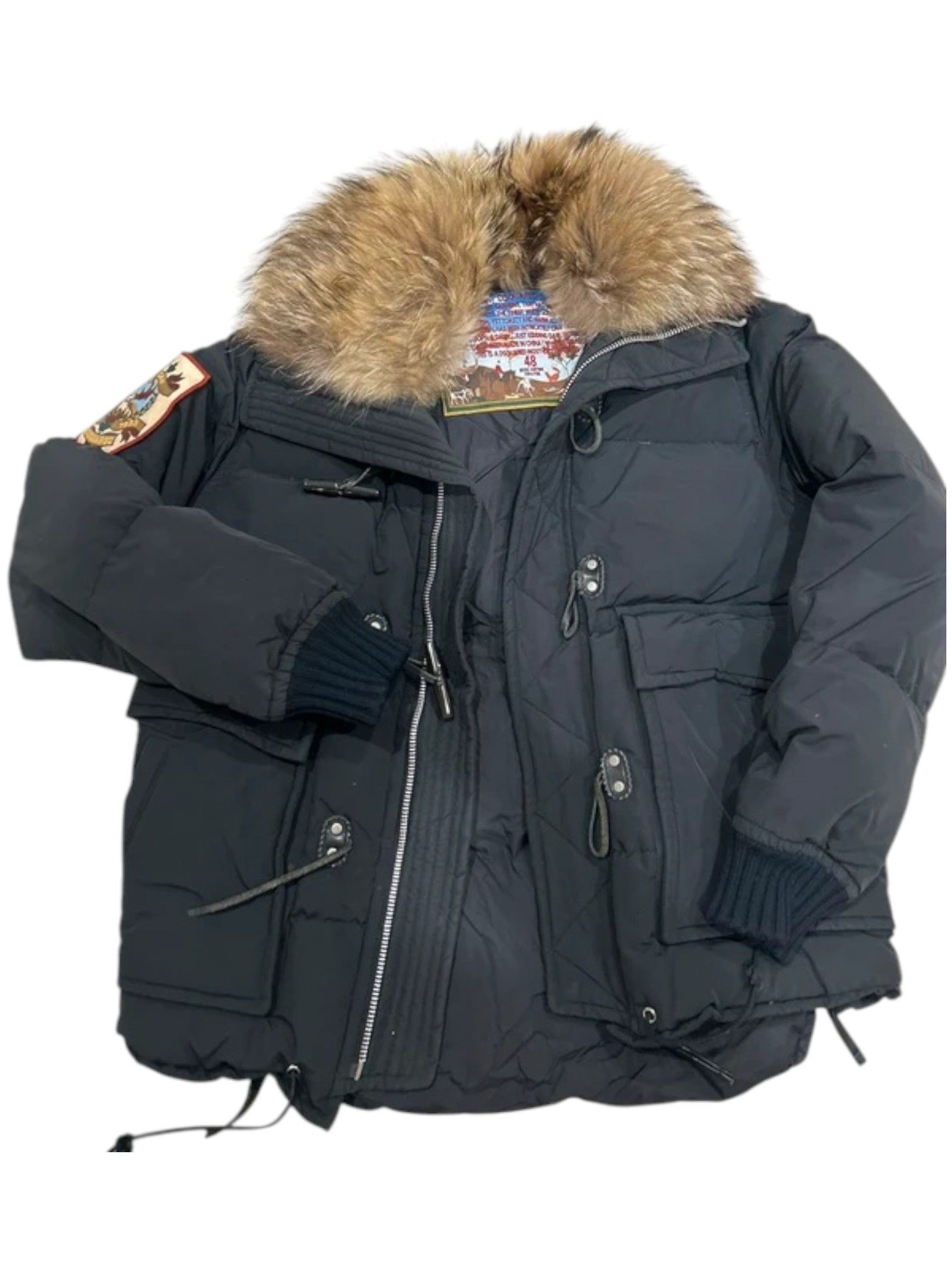 Dsquared2 Dsquared² Black Puffer Parka with Fur Trim and Moose Patch Size US M / EU 48-50 / 2 - 1 Thumbnail