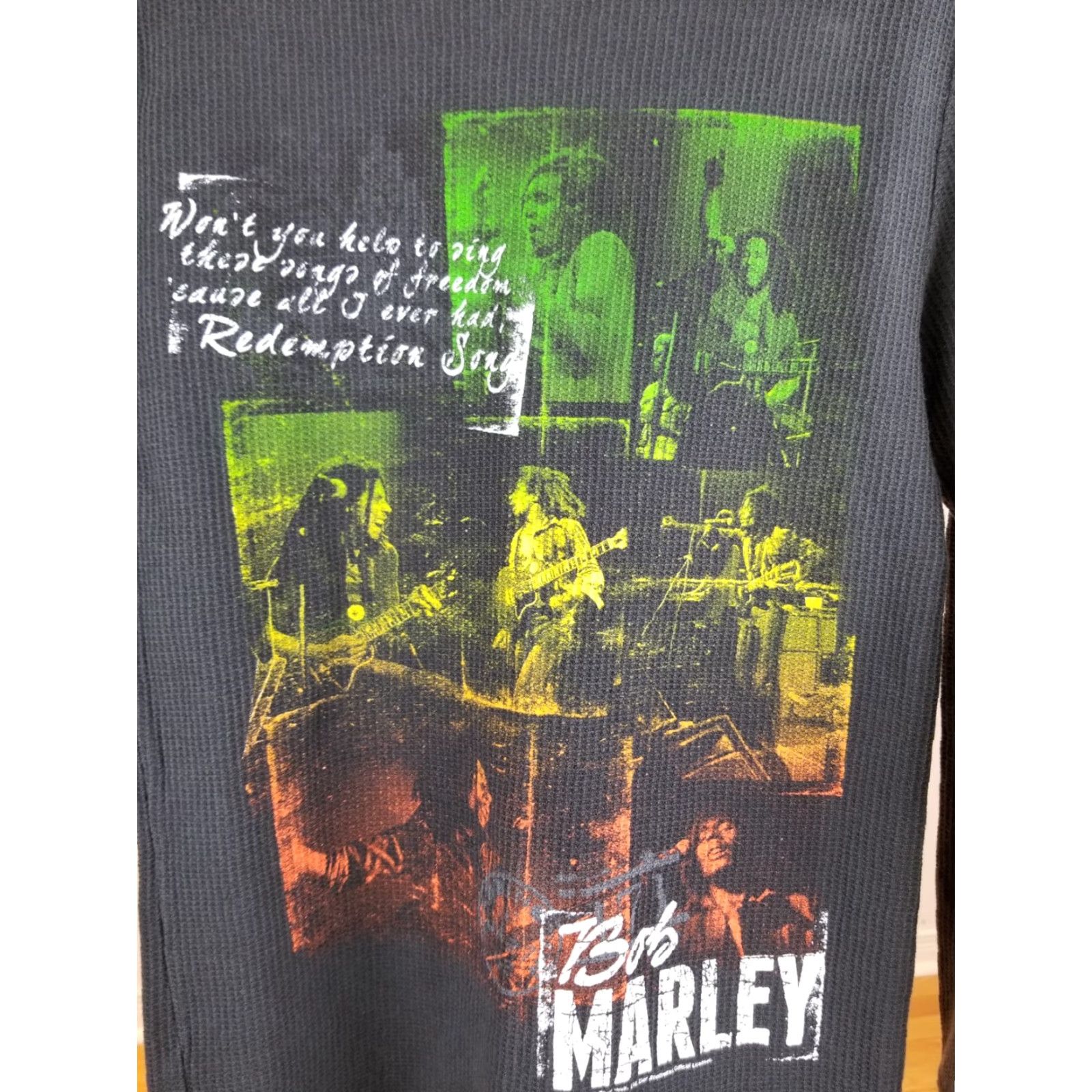 Vintage VINTAGE BOB MARLEY RAGGAE SHIRT T-Shirt LONG SLEEVE THERMAL Lined HOODED XLARGE BLACK Mens XL 18 18 27 29 INCH Size US XL / EU 56 / 4 - 2 Thumbnail