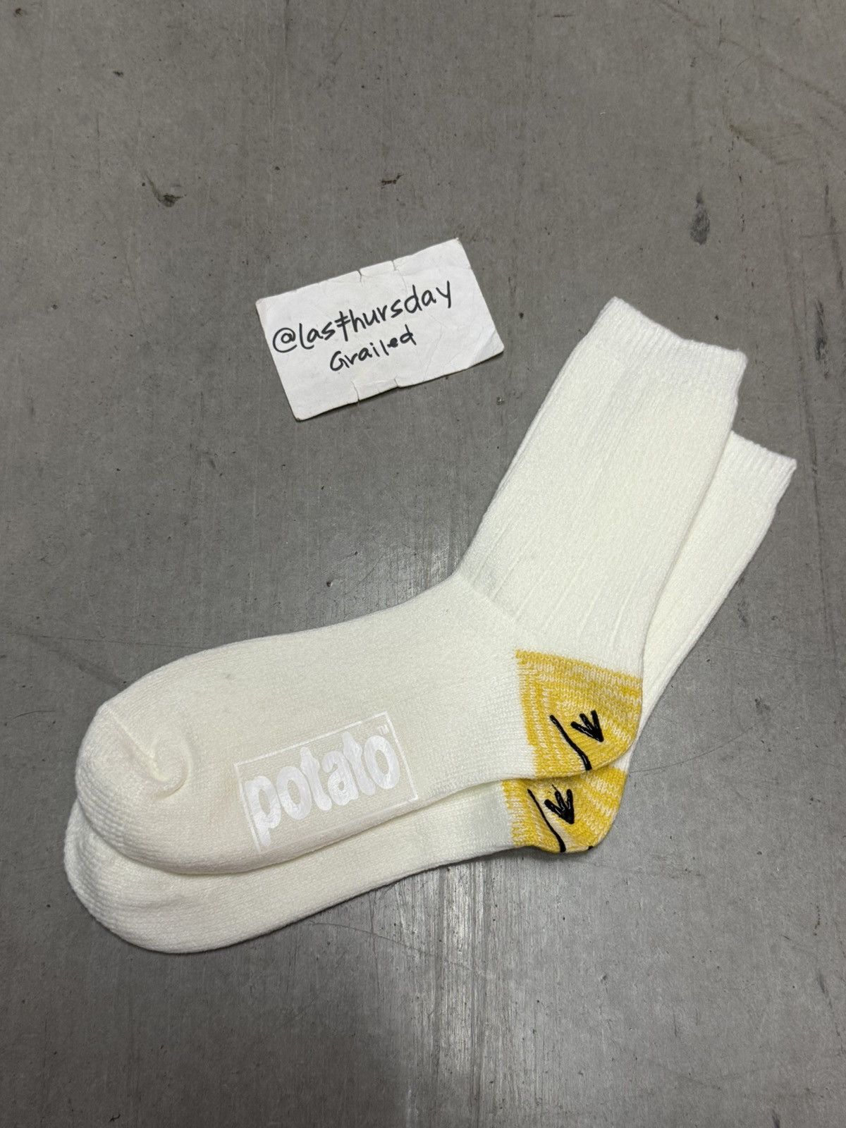 Imran Potato Imran Potato Happy Heel Knit Socks White Size ONE SIZE - 1 Thumbnail