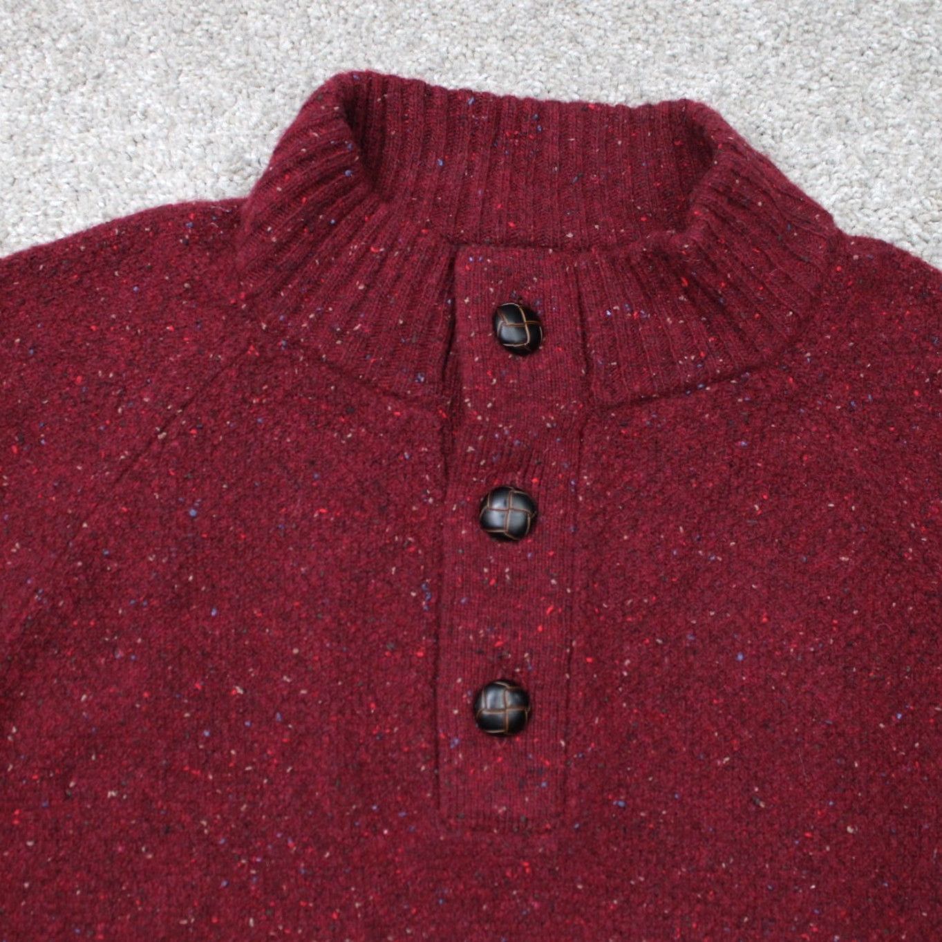 UNTUCKit UNTUCKIT Sweater Mens XL Red Lambswool/Nylon Mock Neck Pullover Henley Mock Neck Size US XL / EU 56 / 4 - 3 Thumbnail