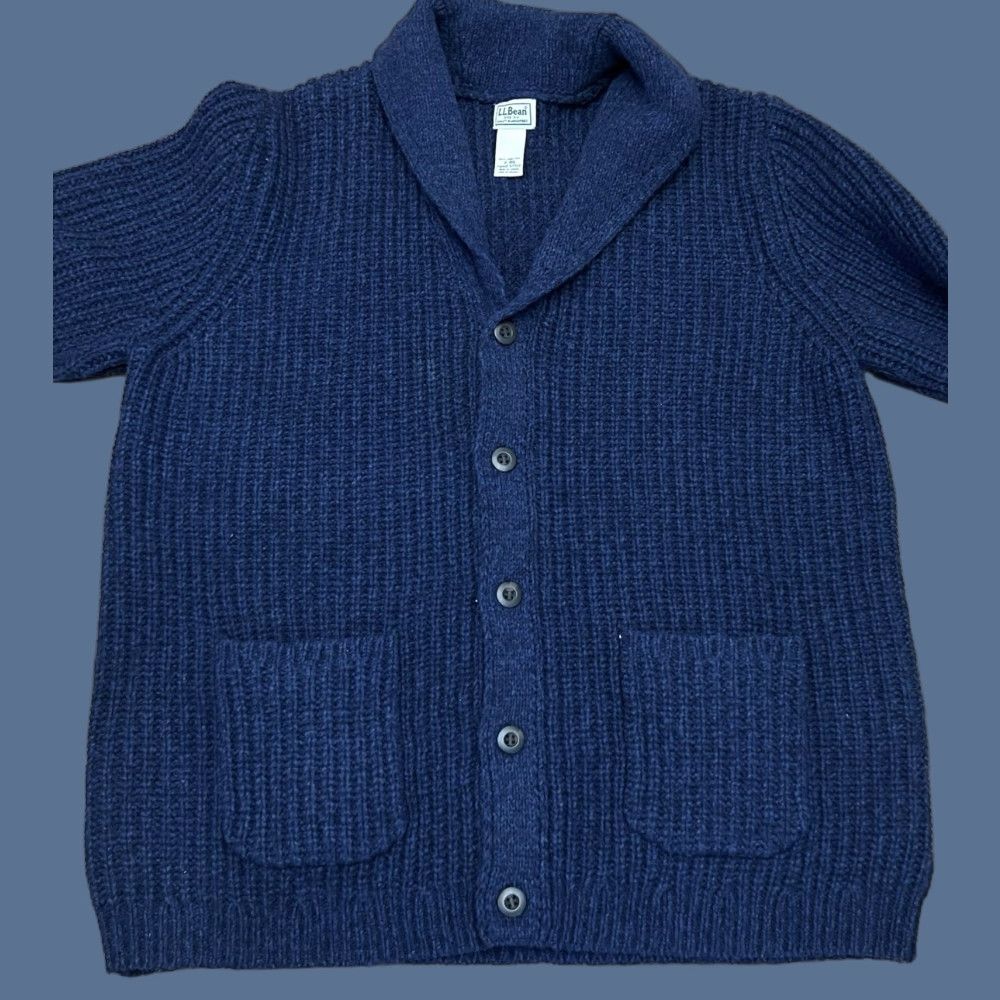 Vintage VINTAGE L.L. Bean Cardigan Sweater XL Navy Chunky-Knit Button Up Knit Wool Lambswool Men Long Sleeve V-Neck 90s Grunge Preppy Outdoors Size US XL / EU 56 / 4 - 1 Thumbnail
