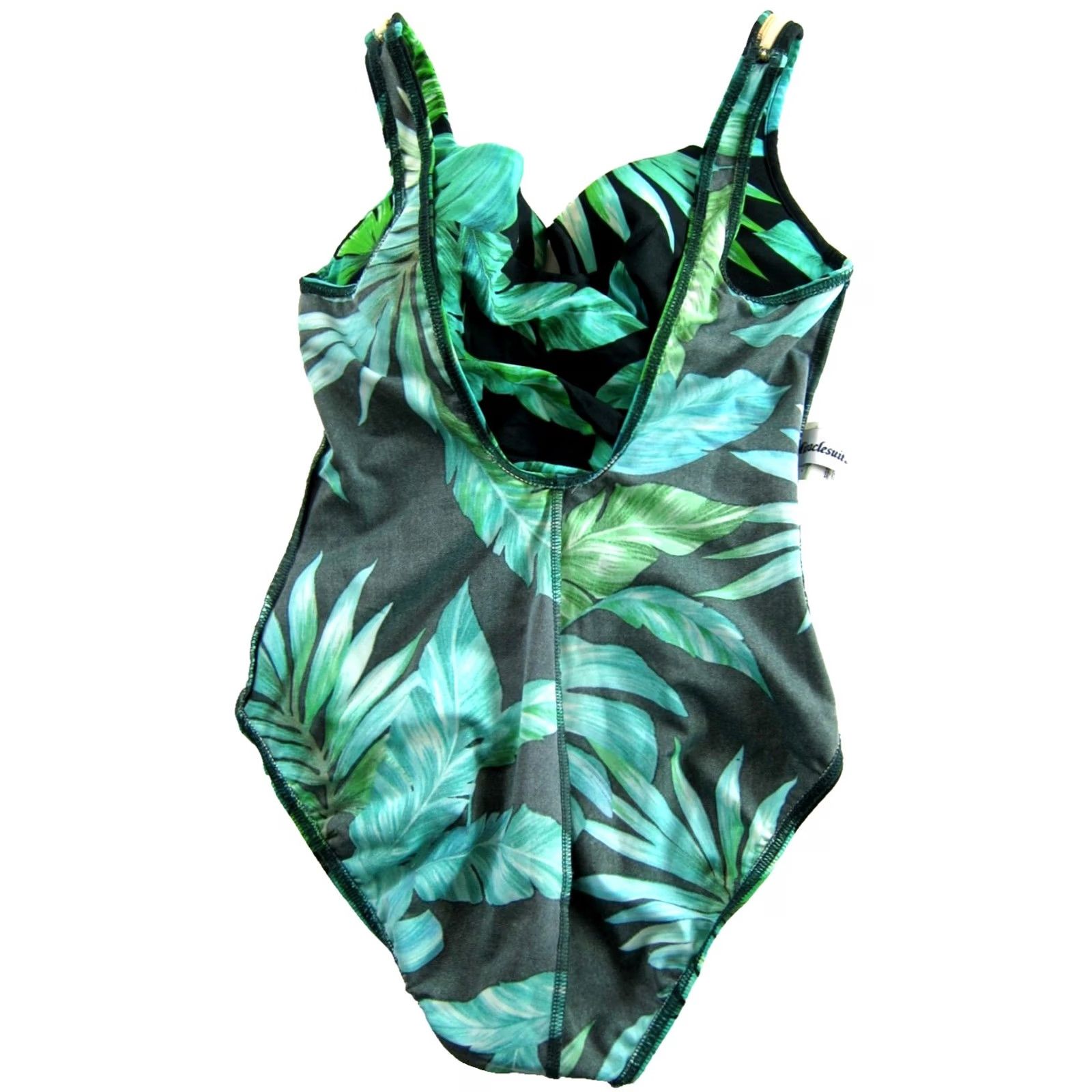 Vintage VINTAGE Miraclesuit Green Tropical Floral Slimming One Piece Swimsuit US 10 Size ONE SIZE - 6 Thumbnail