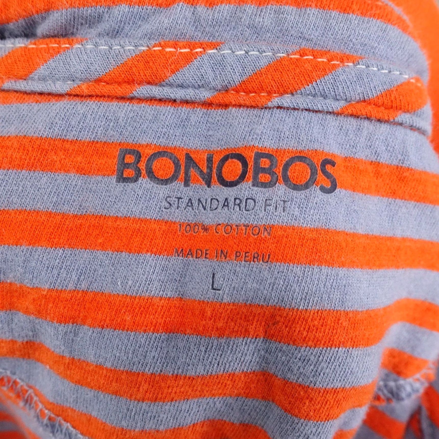 Bonobos Bonobos Polo Shirt Mens L Orange Gray Stripe 100% Cotton Standard Fit Casual Shirt Size US L / EU 52-54 / 3 - 6 Thumbnail