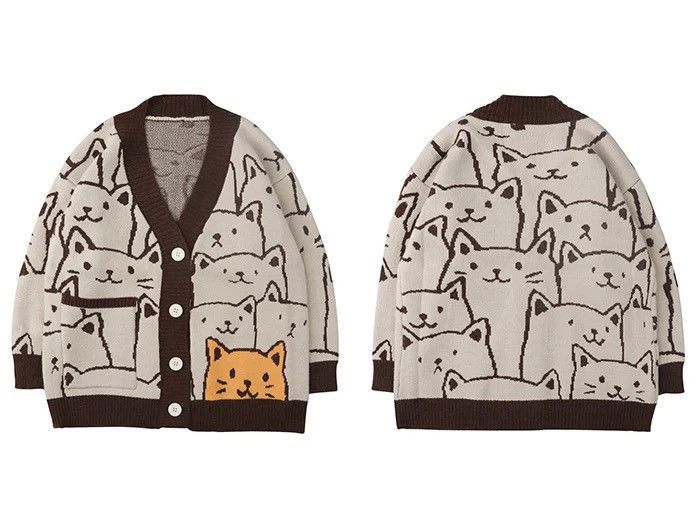 Japanese Brand Harajuku Kawaii Cartoon V Neck Cardigan Size US M / EU 48-50 / 2 - 2 Thumbnail