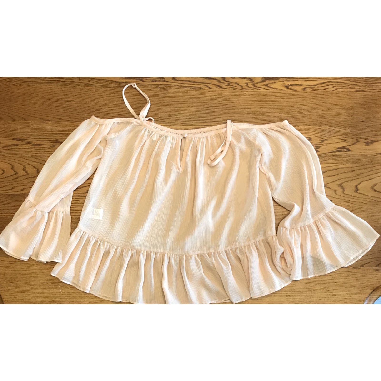 Vintage Lovers Friends Women Top S Off the Shoulder 3/4 Sleeve Peach Blouse Size S / US 4 / IT 40 - 2 Thumbnail