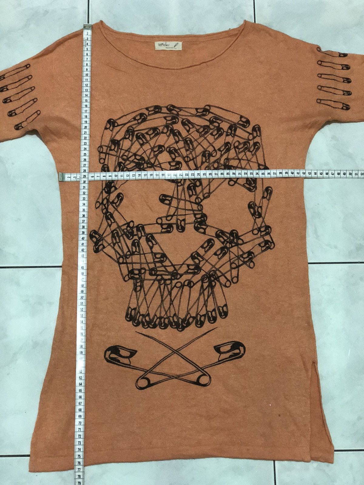 Japanese Brand Punk Revival Aesthetic Safety Pin Skull Knit Distressed Top Size ONE SIZE - 18 Thumbnail