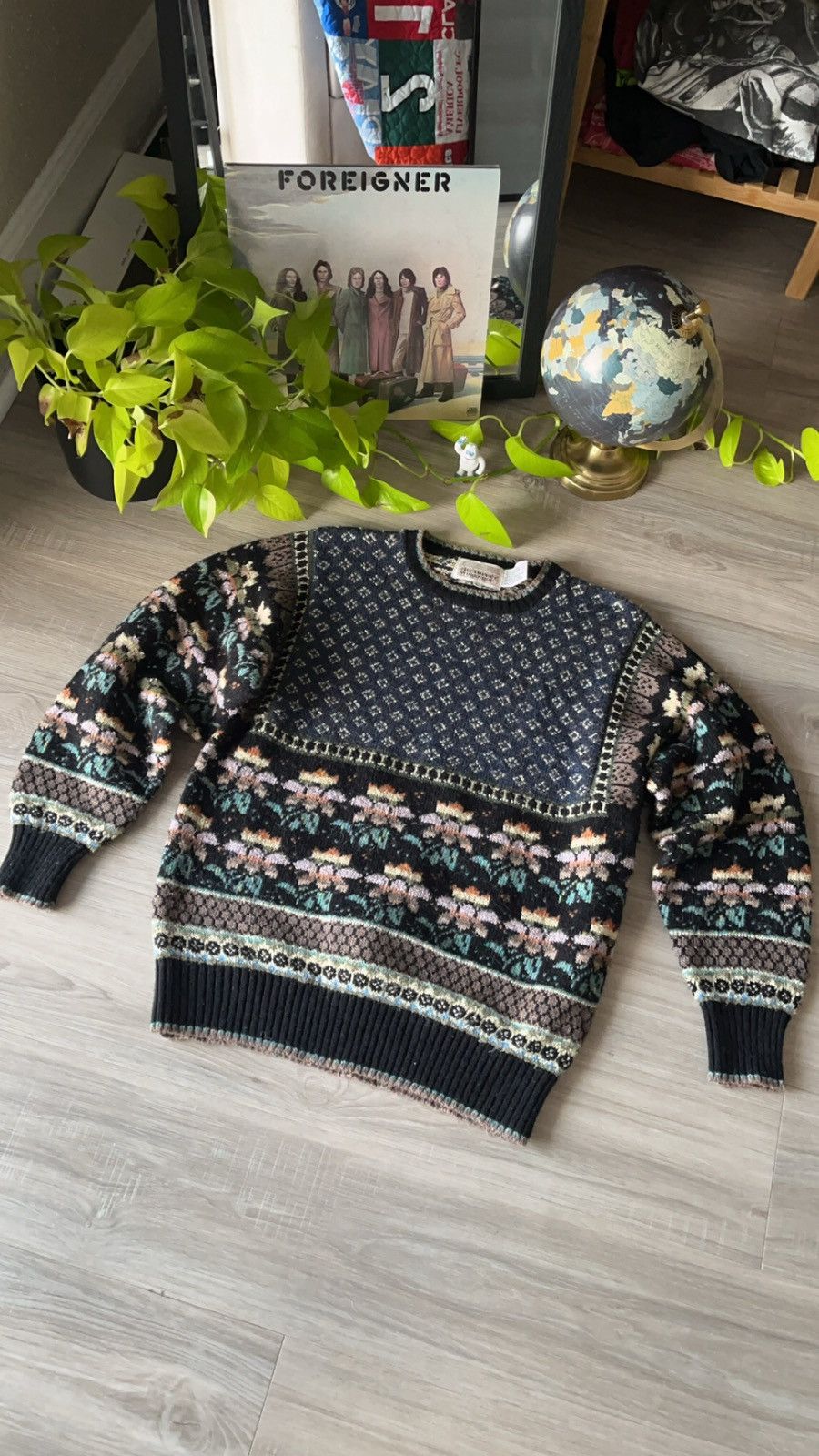 Vintage 80s-90s Abstract Knit Vintage Sweater Size US L / EU 52-54 / 3 - 1 Thumbnail