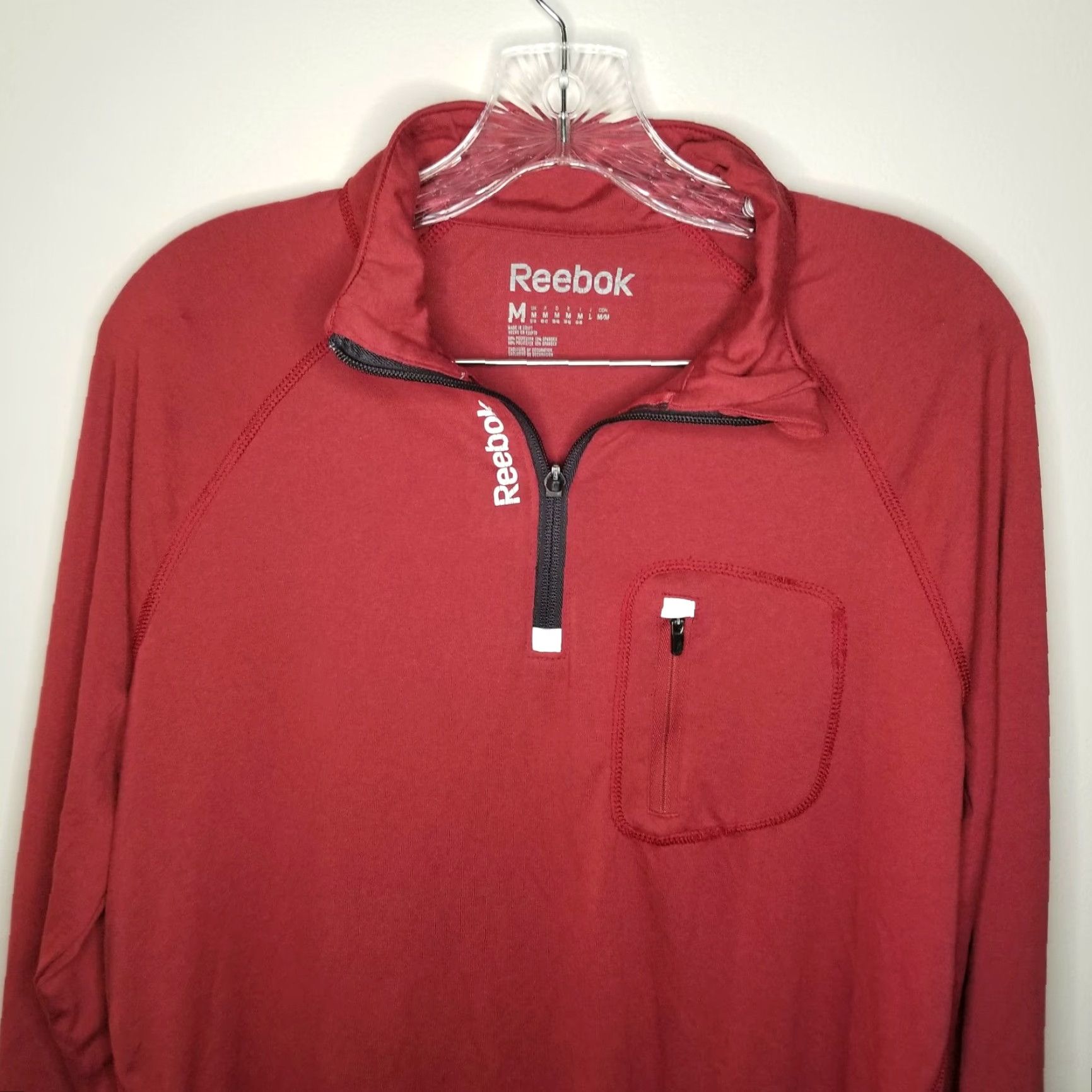 Reebok REEBOK Athletic Long Sleeve Quarter Zip Shirt Mens Medium Red Size US M / EU 48-50 / 2 - 2 Thumbnail