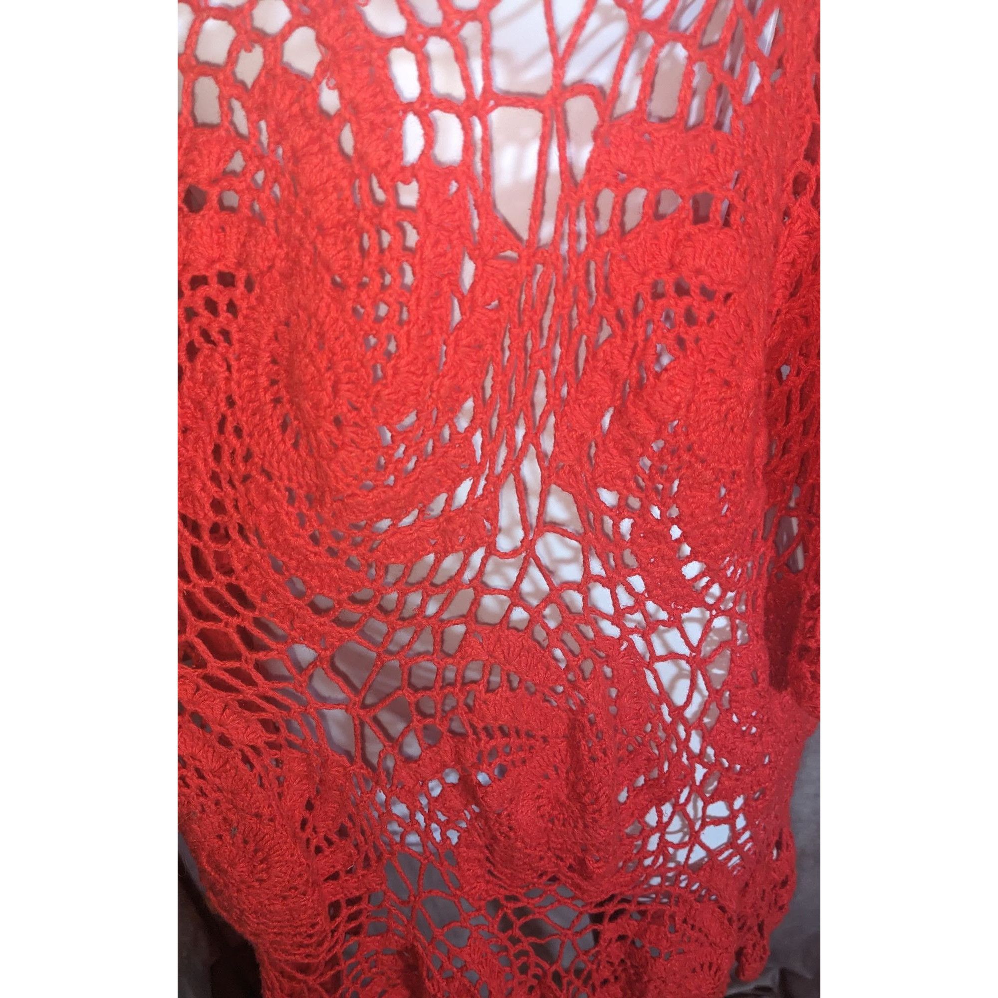 Other Denim 24/7 Crochet Floral Sweater Red Open Knit Boho Summer Size M / US 6-8 / IT 42-44 - 2 Thumbnail