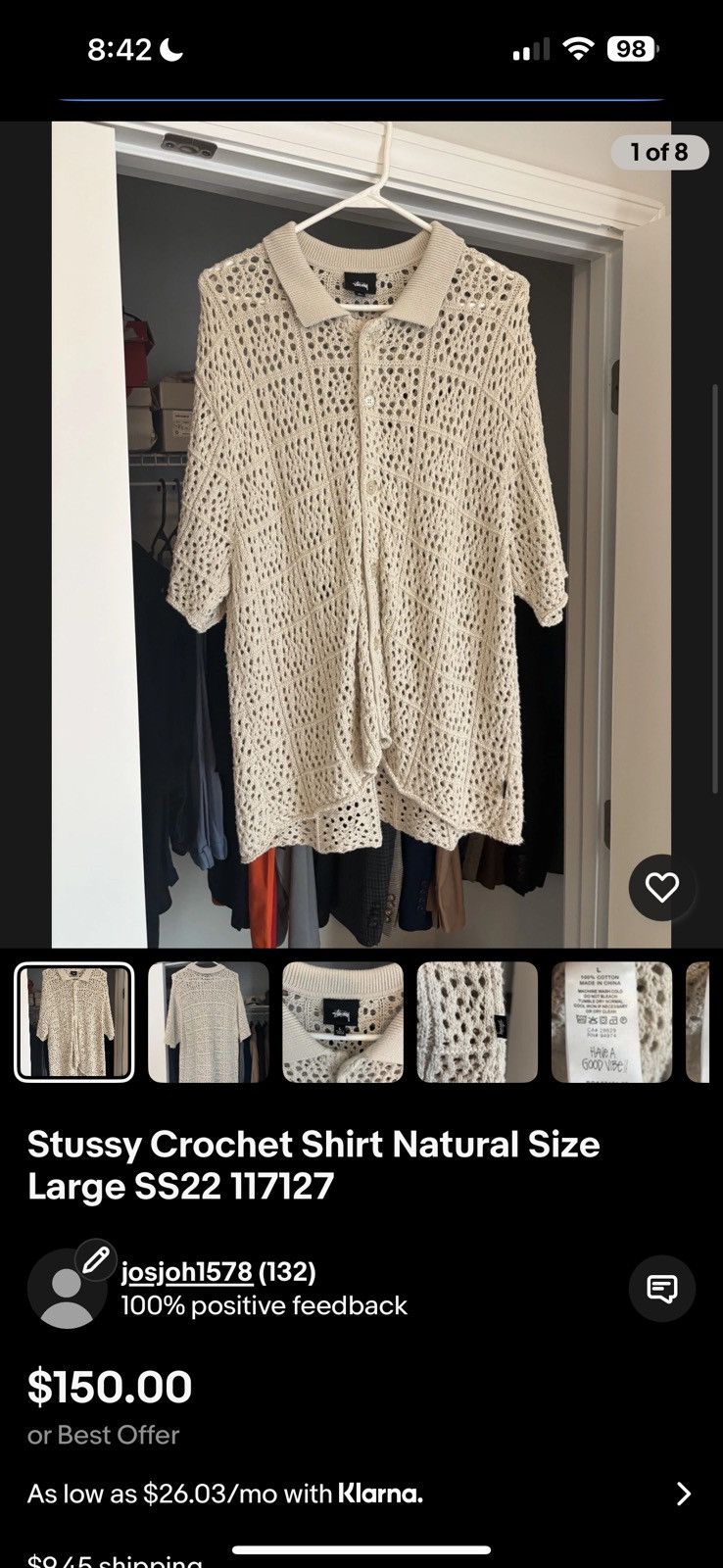 Stussy Stussy Crochet Knit Shirt Size US L / EU 52-54 / 3 - 12 Thumbnail