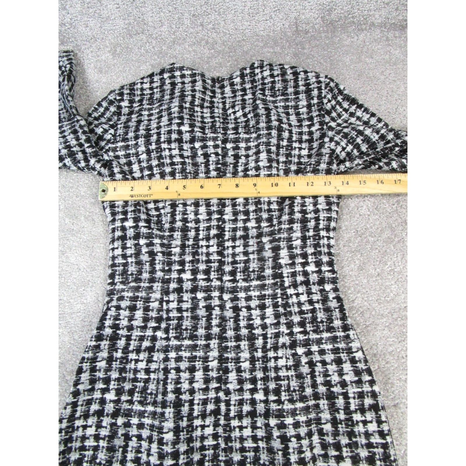 Vintage Hugo Boss Dress Womens 0 Gray Black Bodycon Knee Length 3/4 Sleeve Round Neck Zip Pattern Check Womens Dress Size XS / US 0-2 / IT 36-38 - 6 Thumbnail