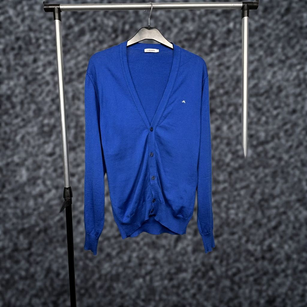 J.Lindeberg J. Lindeberg Mens Merino Wool Cardigan Jumper Sweater Size L Blue Womens Mens Size US L / EU 52-54 / 3 - 1 Thumbnail