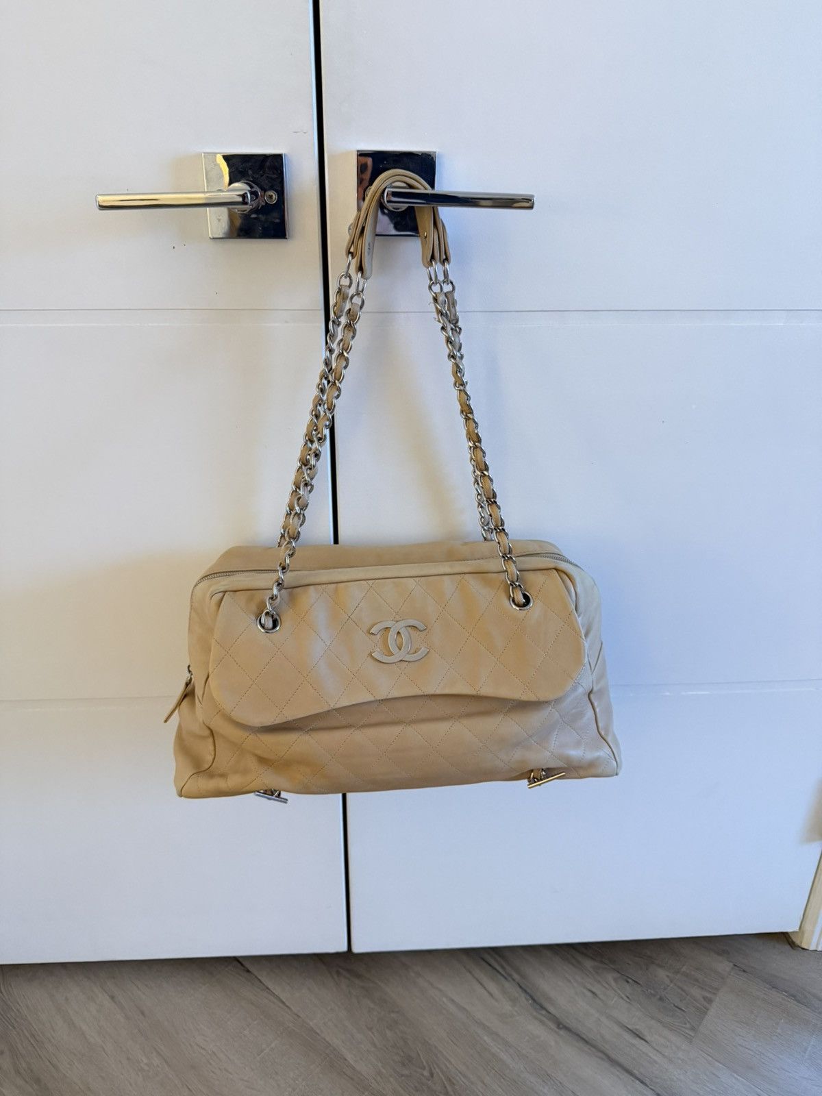 Chanel Chanel Sharpei Lambskin Quilted Bowler (Beige) Size ONE SIZE - 12 Thumbnail