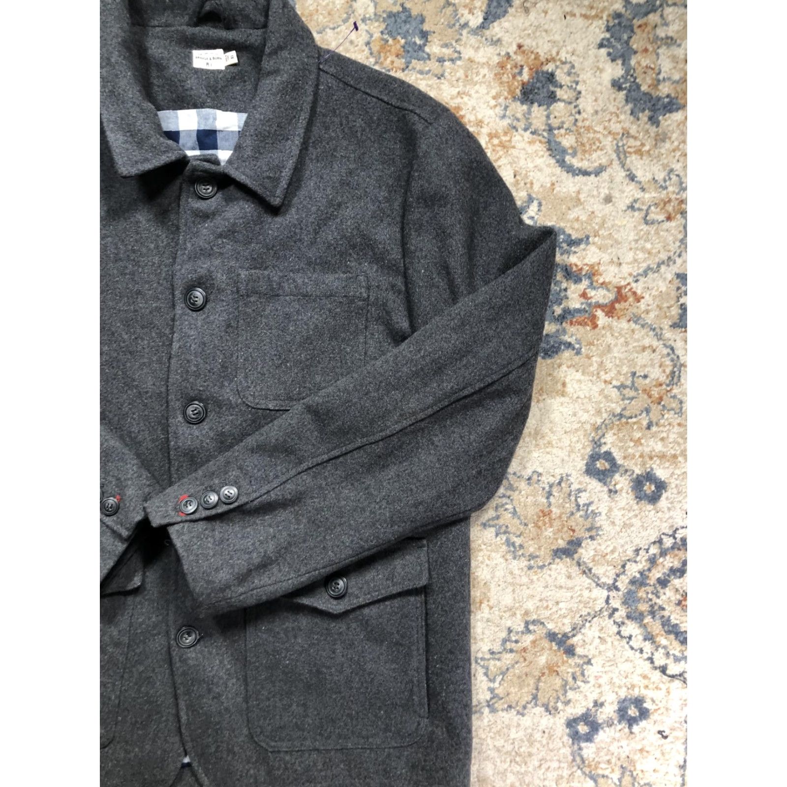 Vintage Bridge & Burn Jacket Mens XL Gray Wool Military Front Button Pockets Lined Size US XL / EU 56 / 4 - 4 Thumbnail