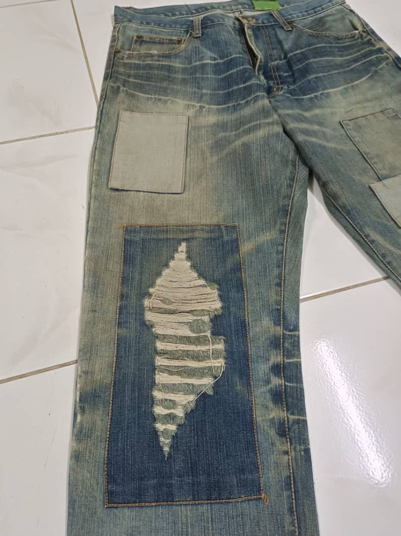 Japanese Brand Plotgate Original Patchwork Denim Jeans Size US 33 - 5 Thumbnail