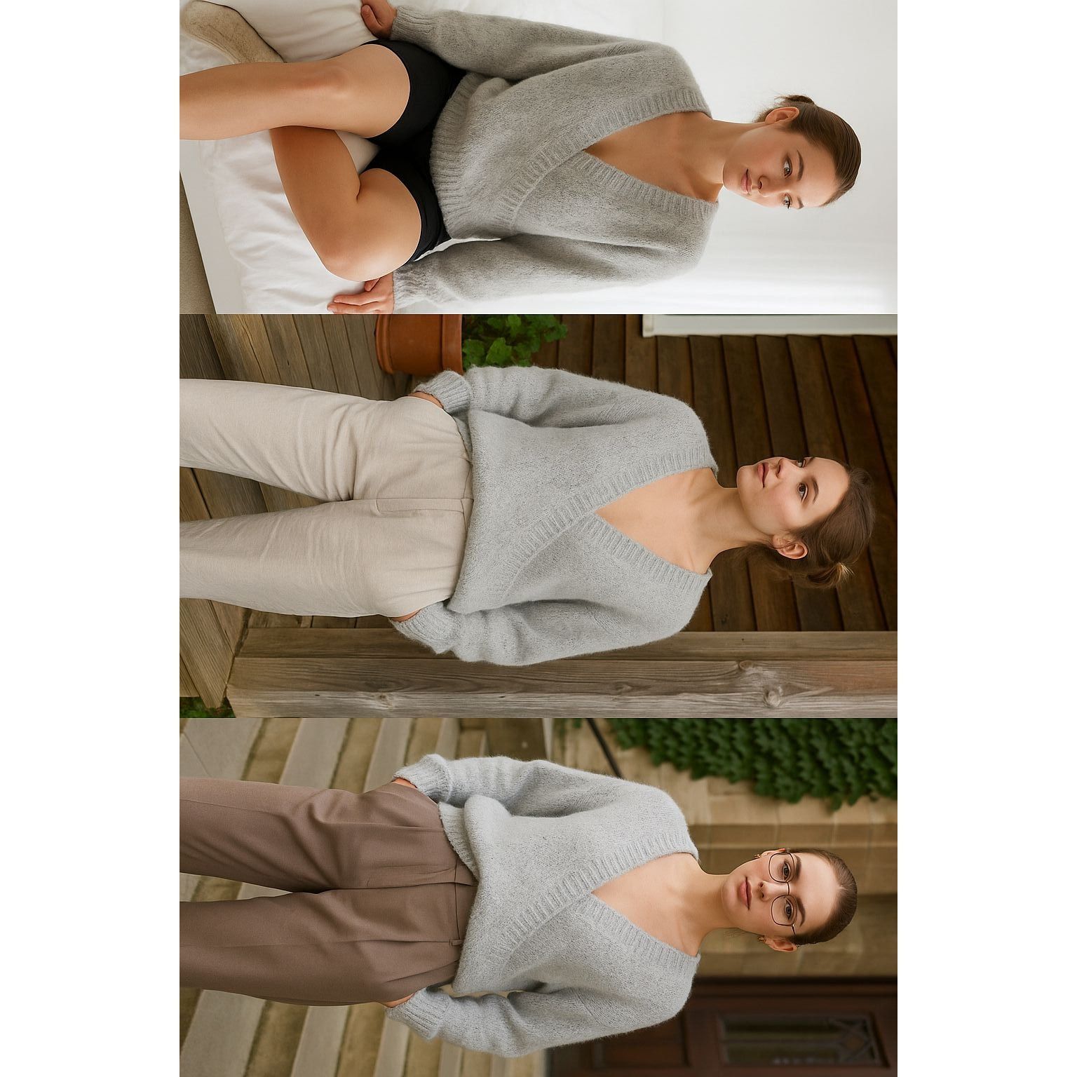 Urban Outfitters Urban Outfitters Women Gray Fuzzy V-Neck Sweater M Clean Gir Size M / US 6-8 / IT 42-44 - 1 Thumbnail
