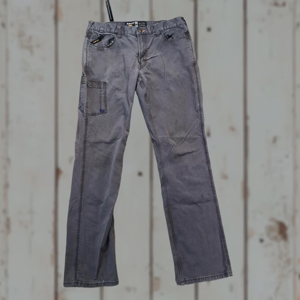 Ariat Ariat Rebar M4 Relaxed Straight Work Pants Mens 32x32 Gray Carpenter 5-Pocket Design Cargo Pocket Logo Vertical Size US 32 / EU 48 - 1 Thumbnail